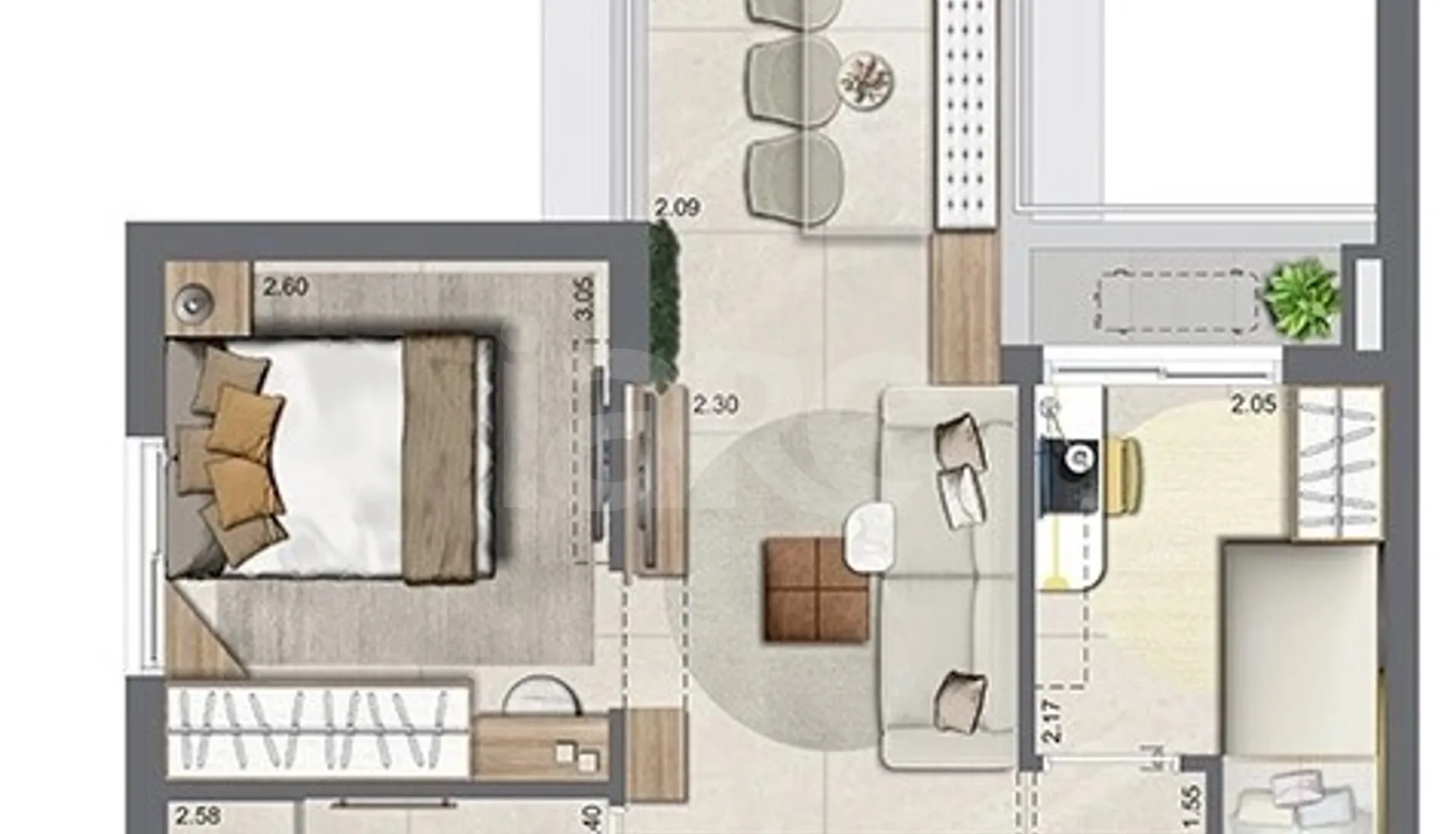 Planta — Apartamento 41,85 m²