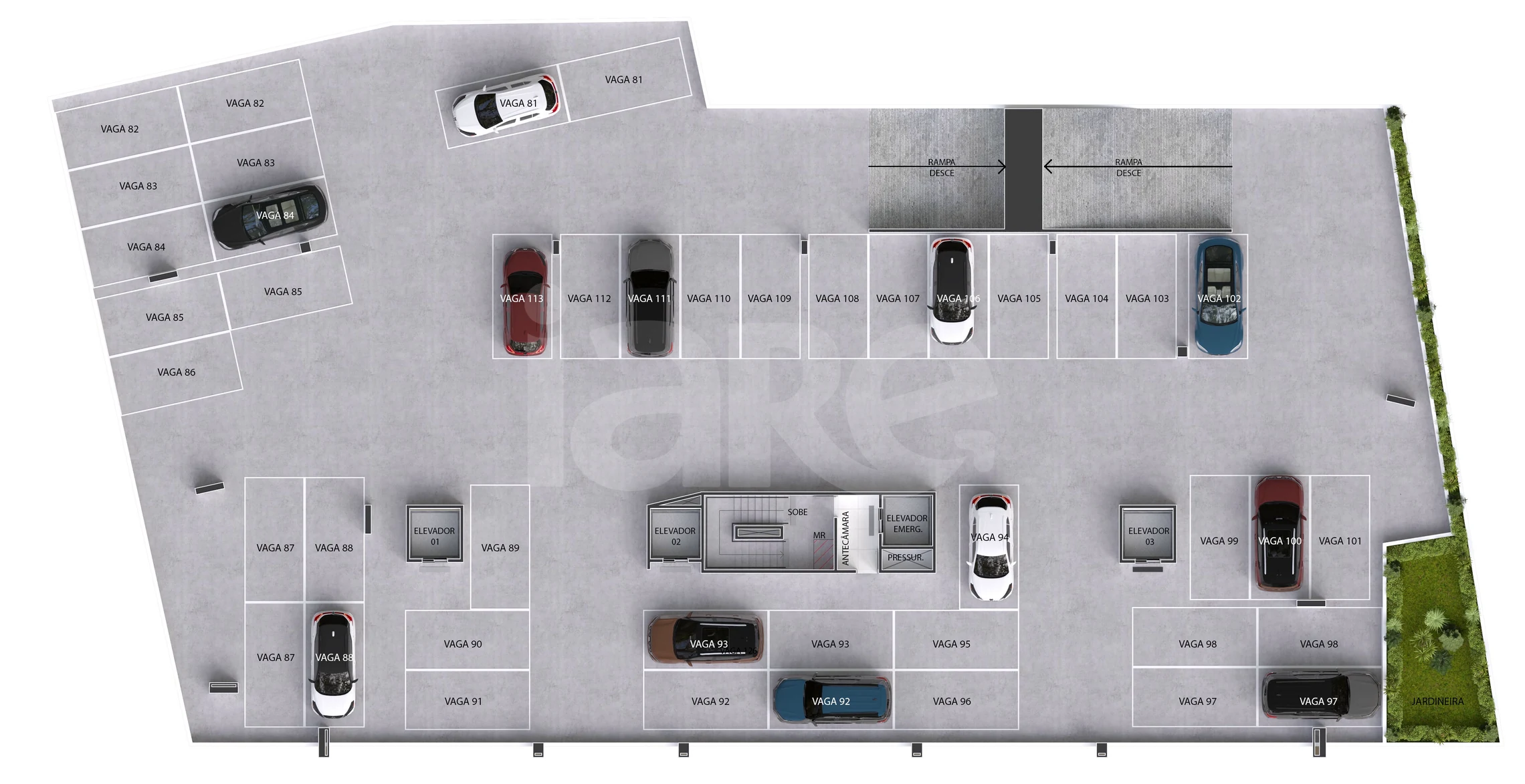 Planta — Pavimento garagem 2
