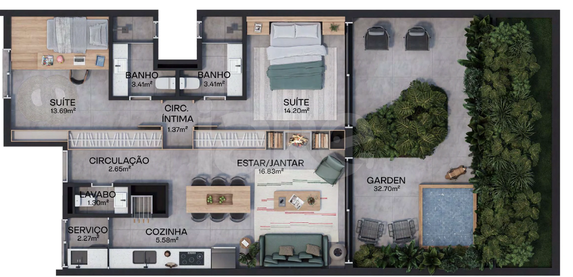 Planta — Garden 112,86 m²
