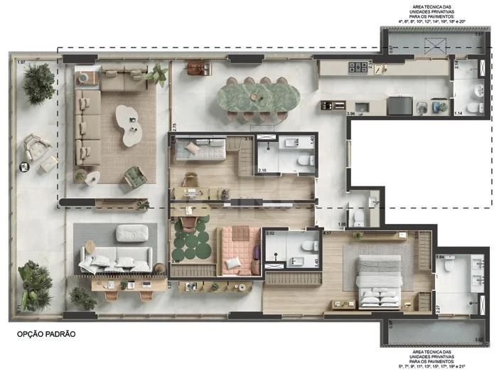 Planta — Apartamento 167,07 m²