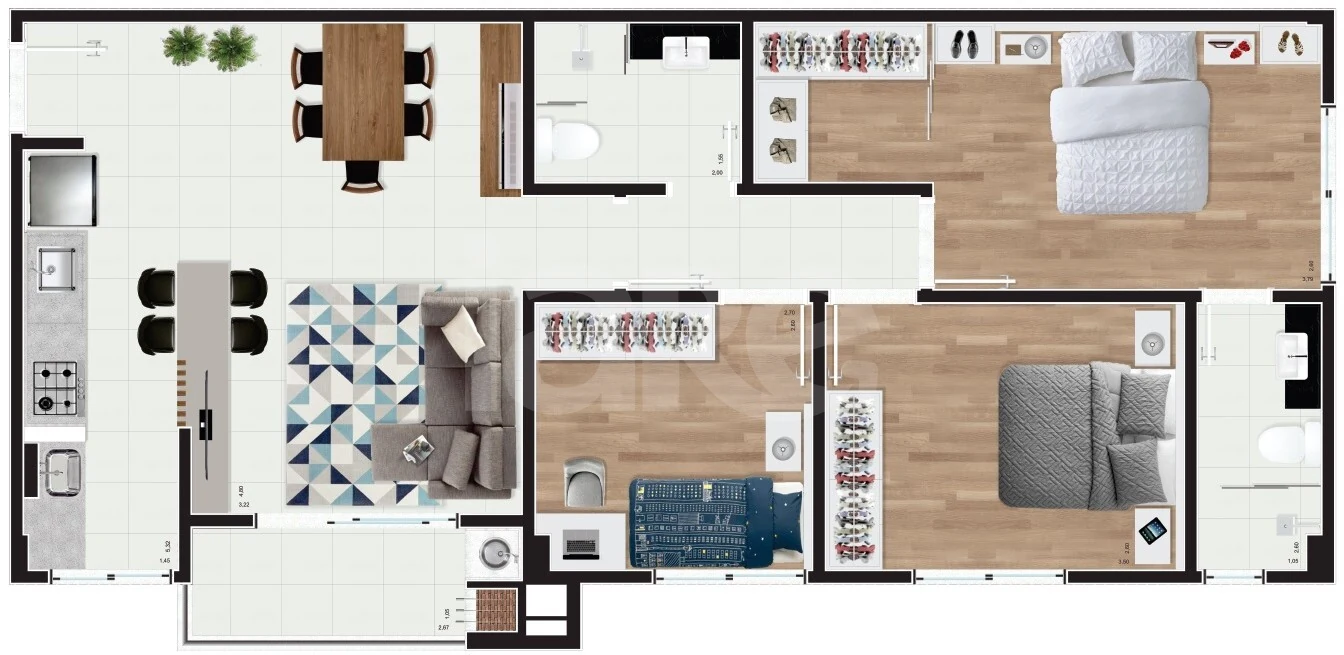 Planta — Apartamento 74,17 m²