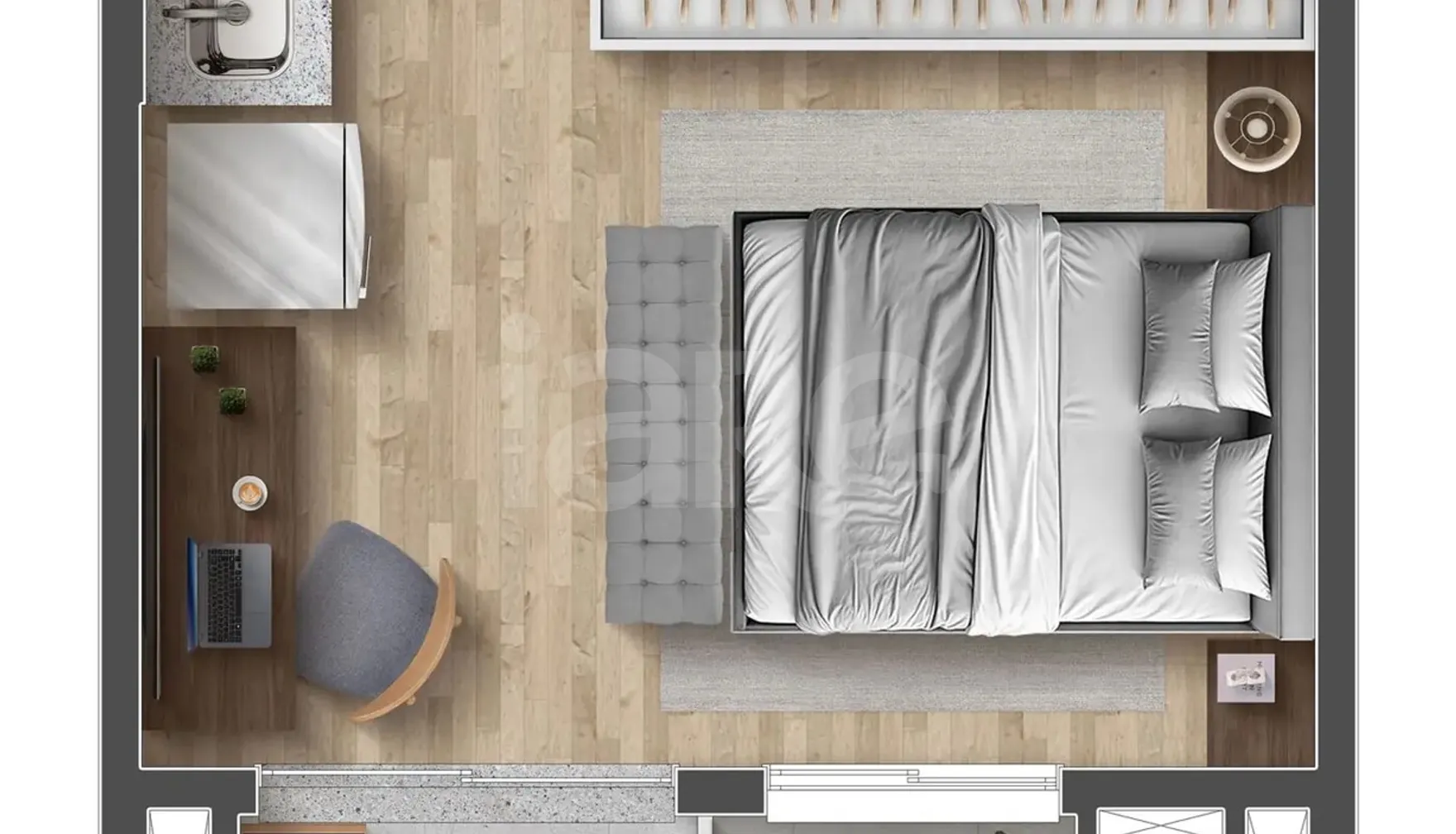 Planta — Studio 21,94 m²