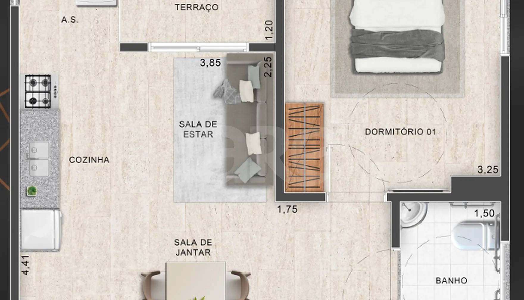Planta — Apartamento 47,14 m²