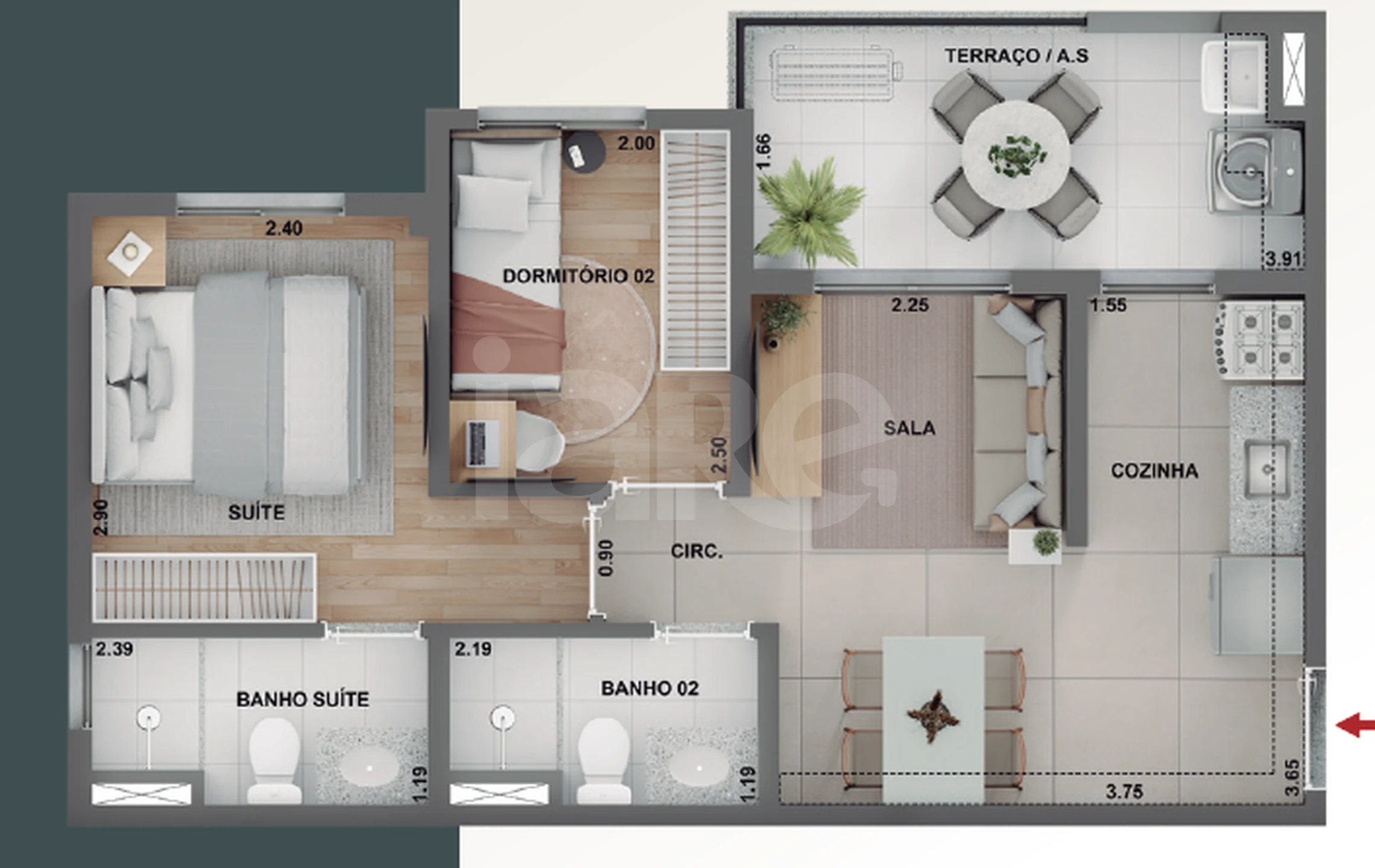 Planta — Apartamento 45 m²