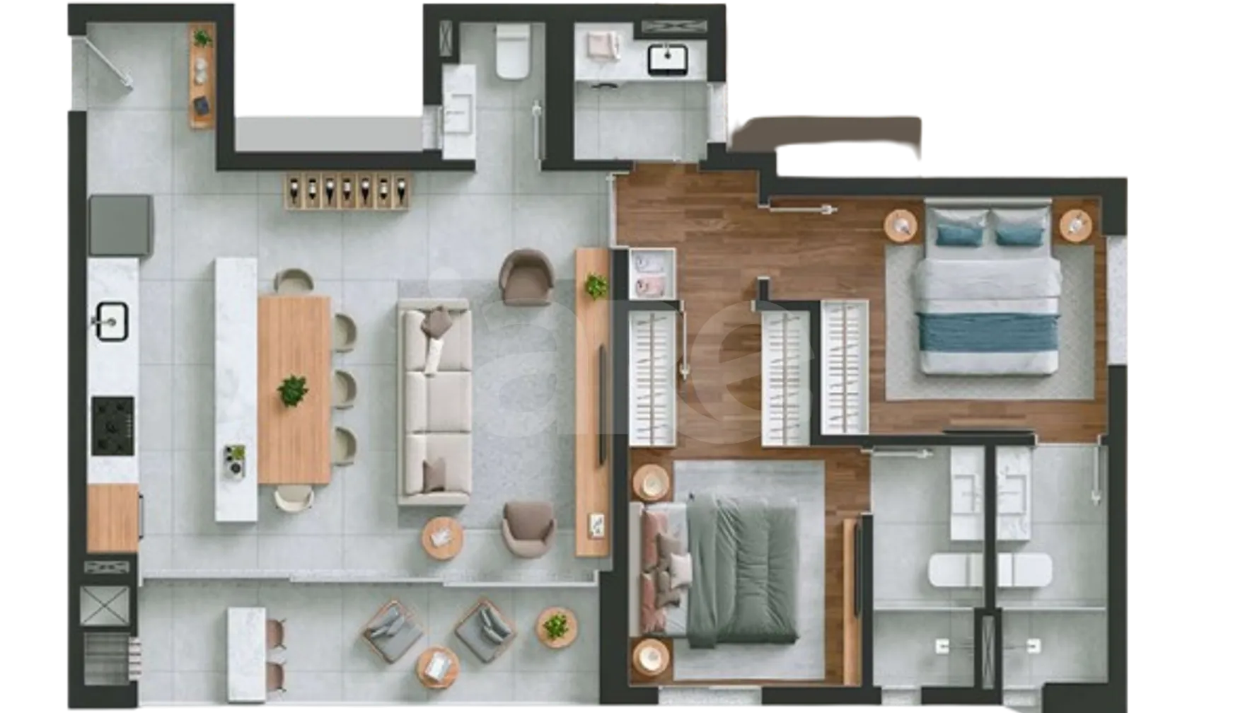 Planta — Apartamento 86,7 m²