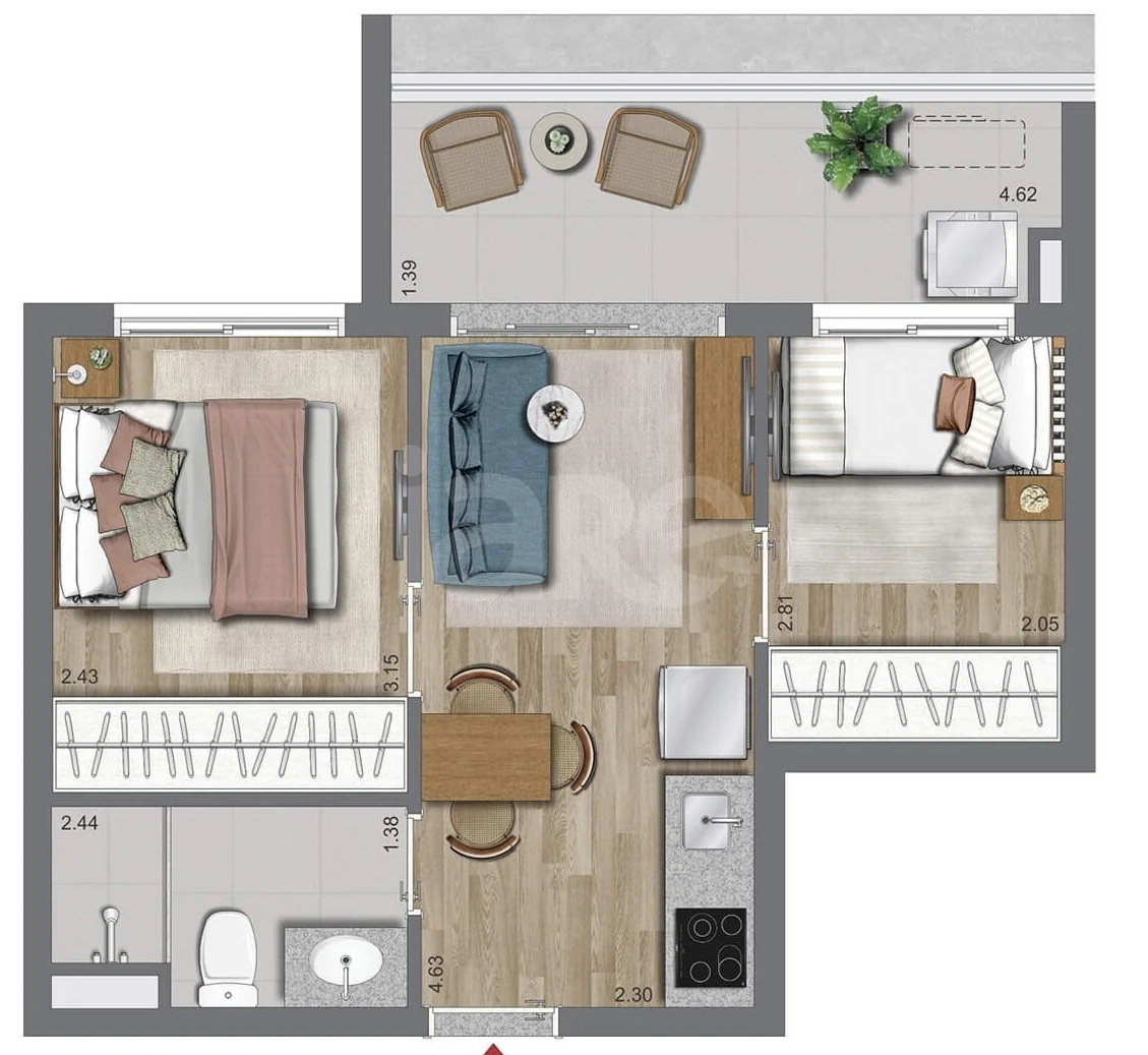 Planta — Apartamento 40,56 m²