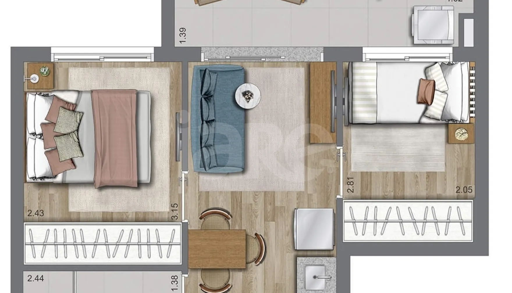 Planta — Apartamento 40,56 m²