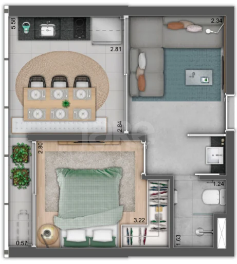 Planta — Apartamento 32,35 m²