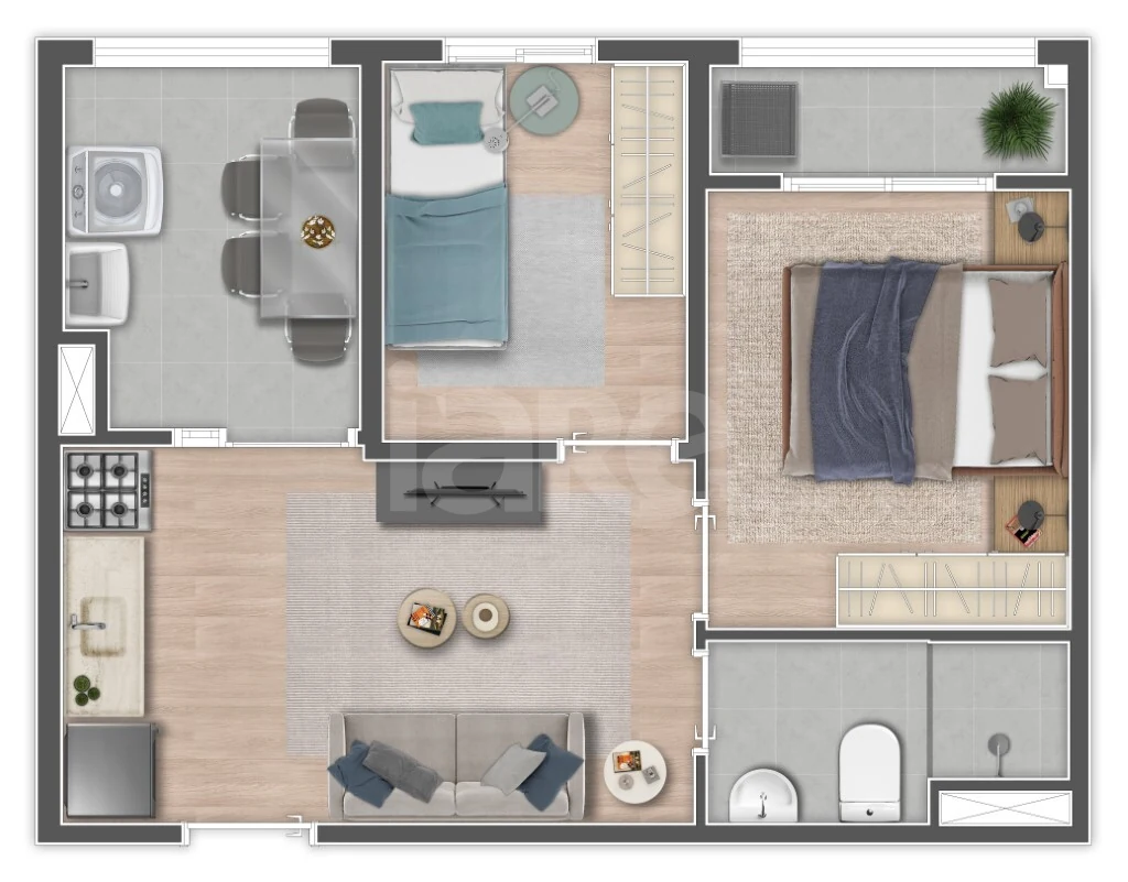 Planta — Apartamento 35,81 m²