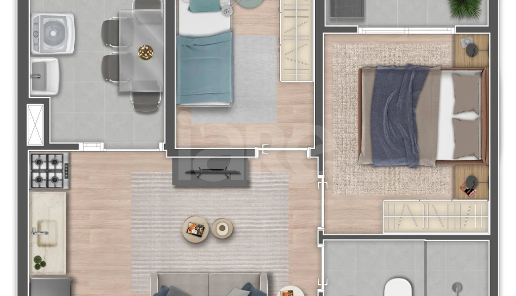 Planta — Apartamento 35,81 m²