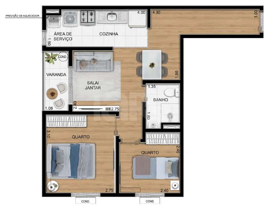Planta — Apartamento 46,03 m²
