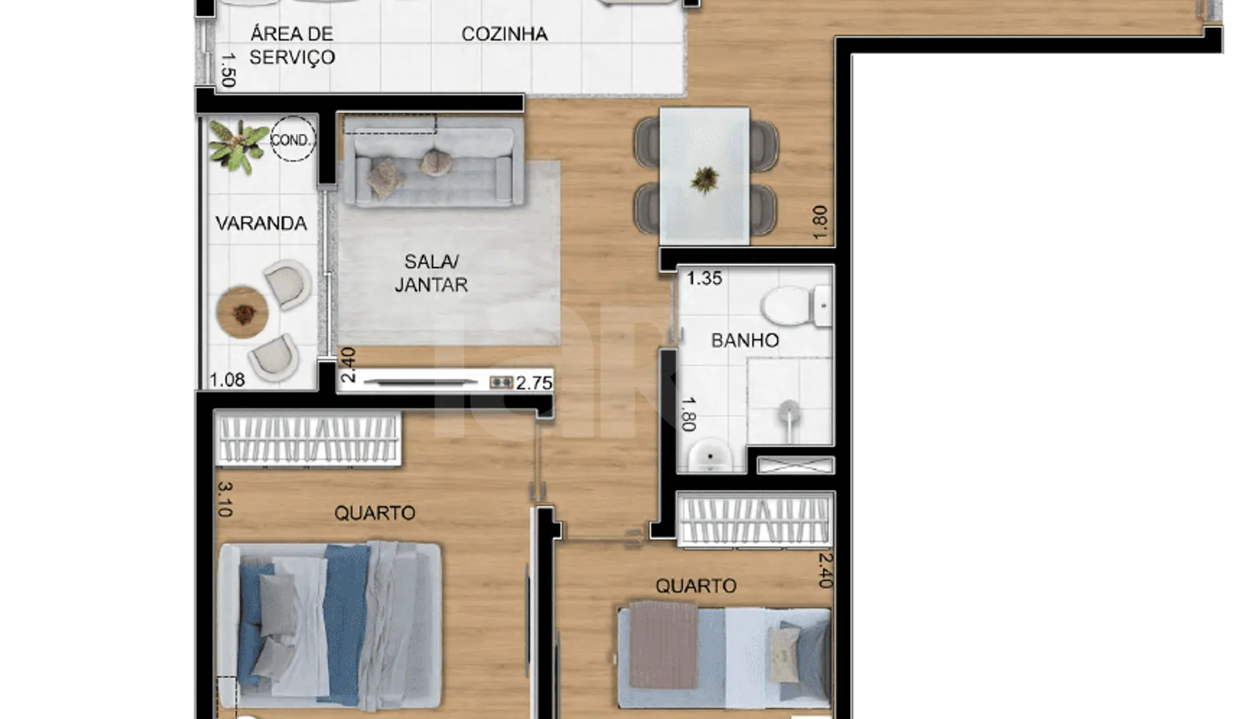 Planta — Apartamento 46,03 m²