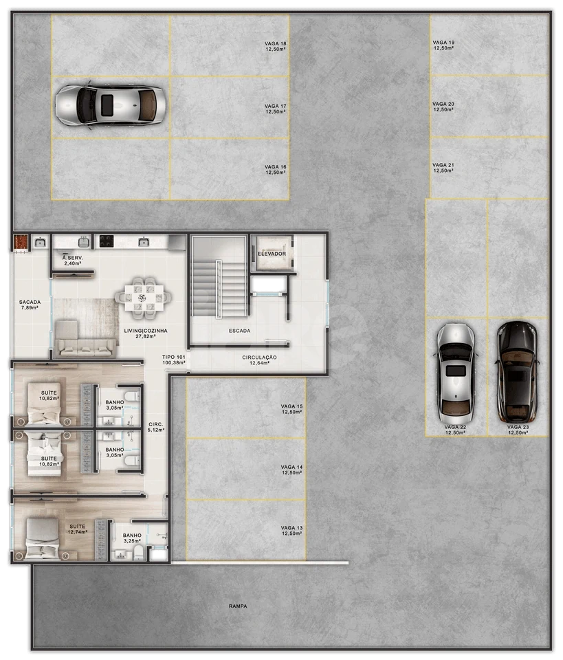 Planta — Pavimento garagem