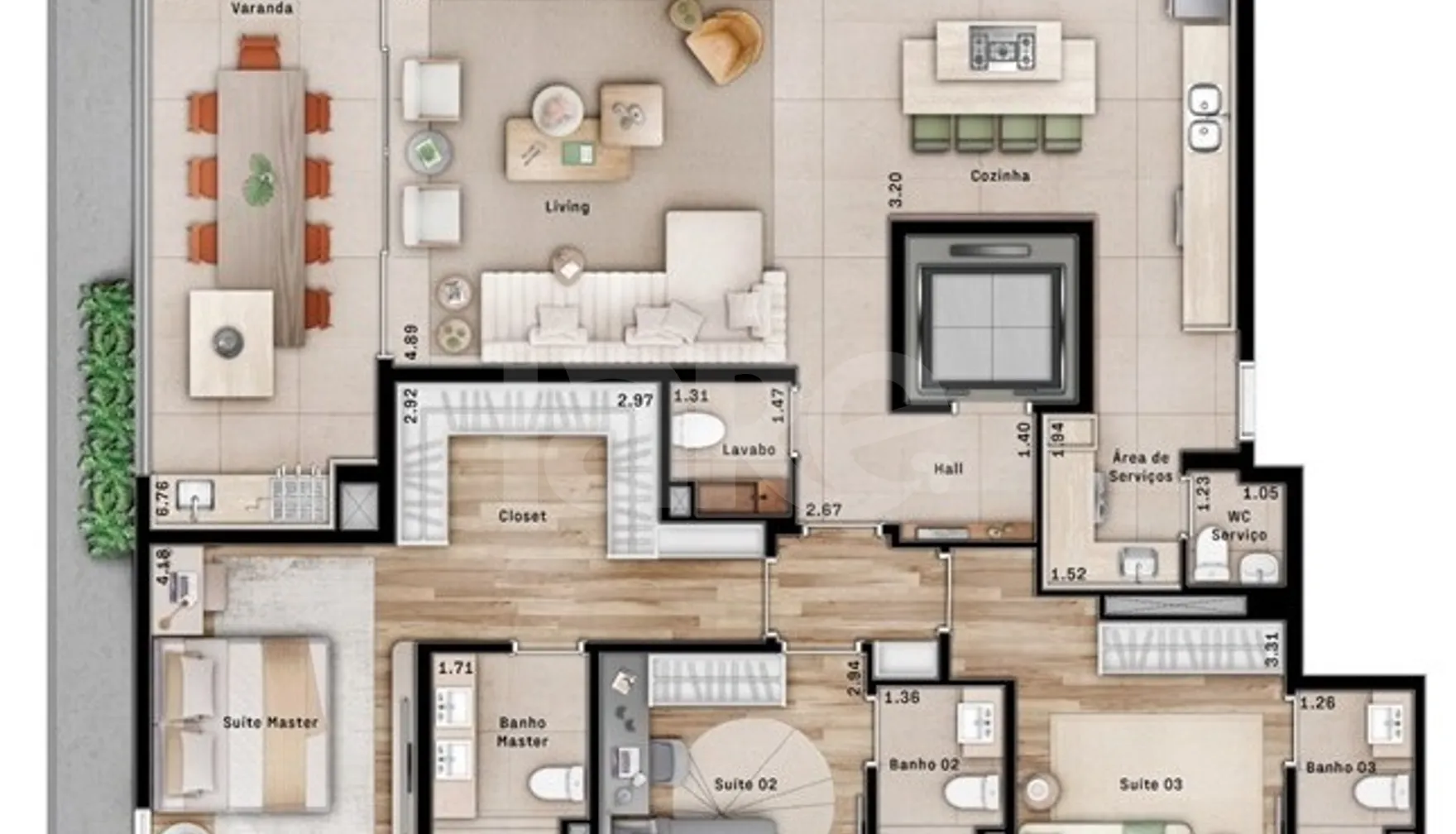 Planta — Apartamento 156 m²