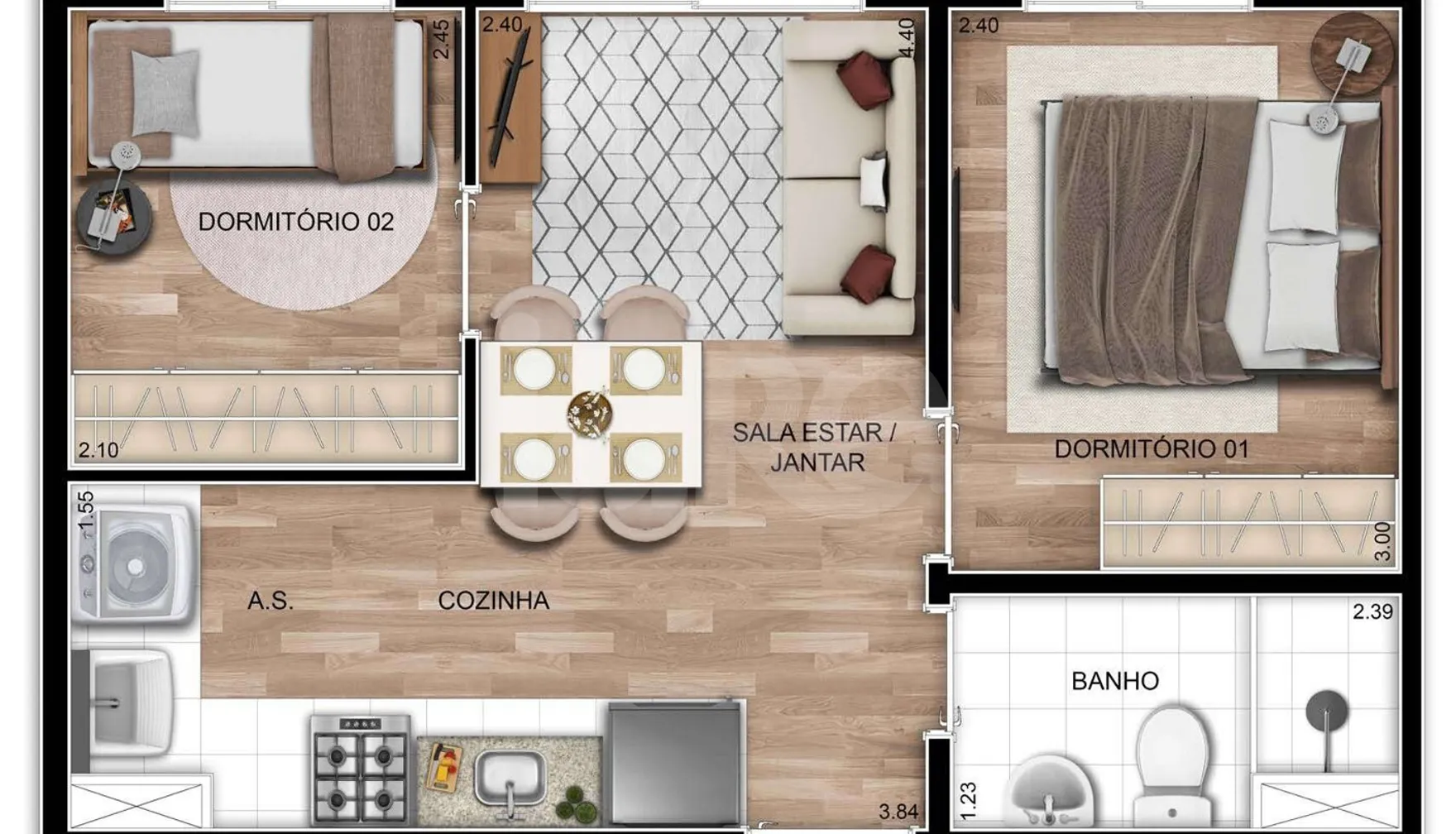 Planta — Apartamento 34,12 m²
