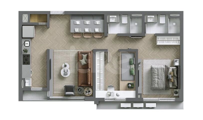 Planta — Apartamento 70,44 m²