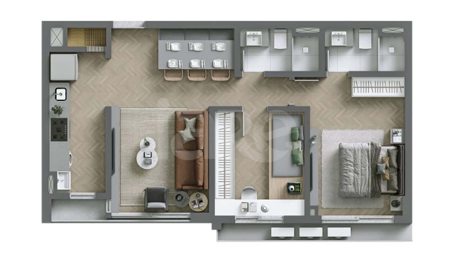 Planta — Apartamento 70,44 m²