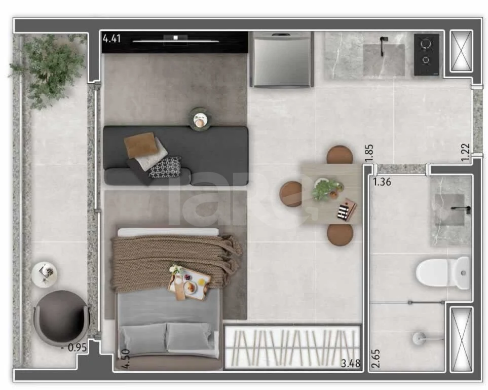 Planta — Studio 26,81 m²