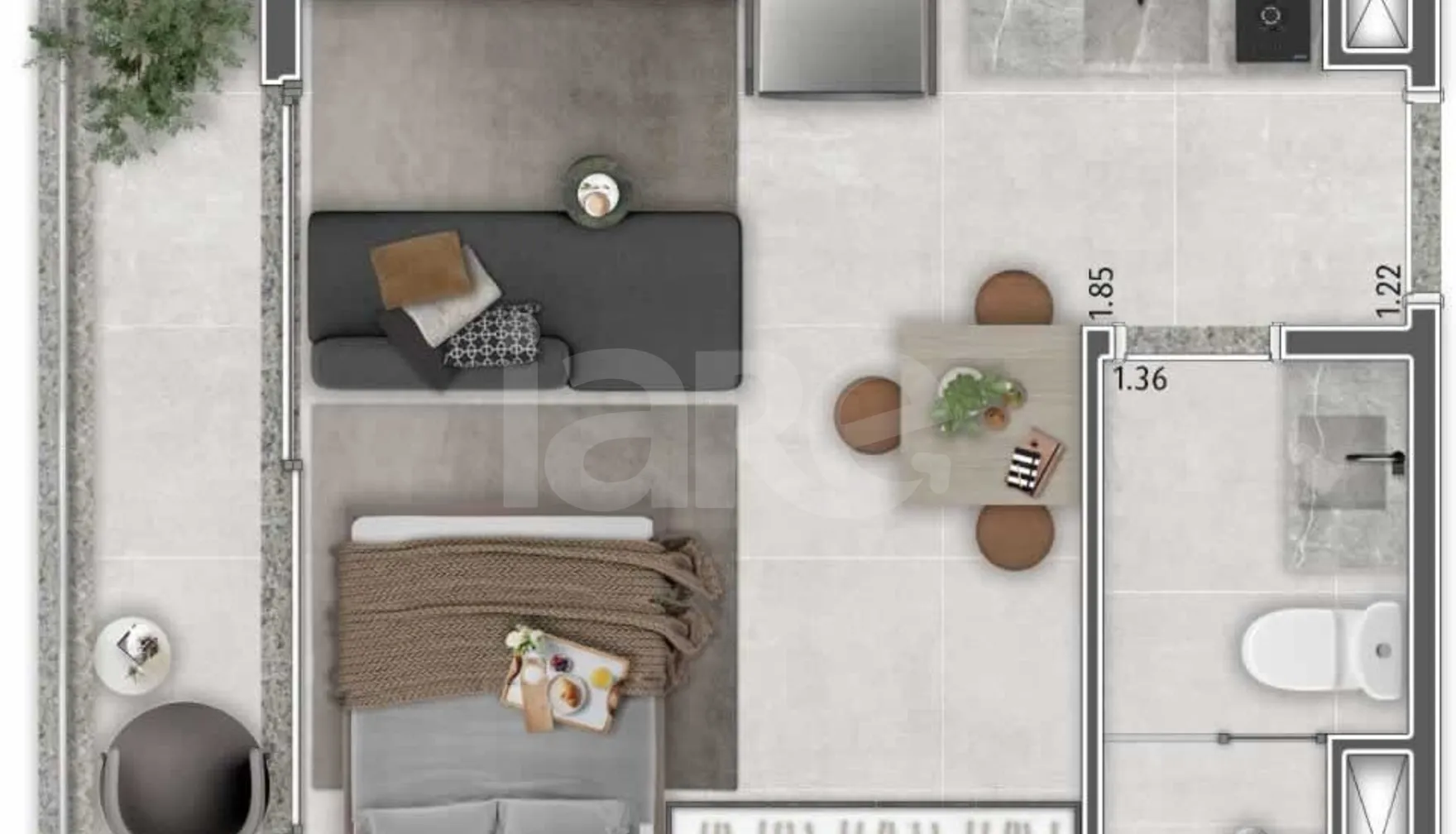 Planta — Studio 26,81 m²