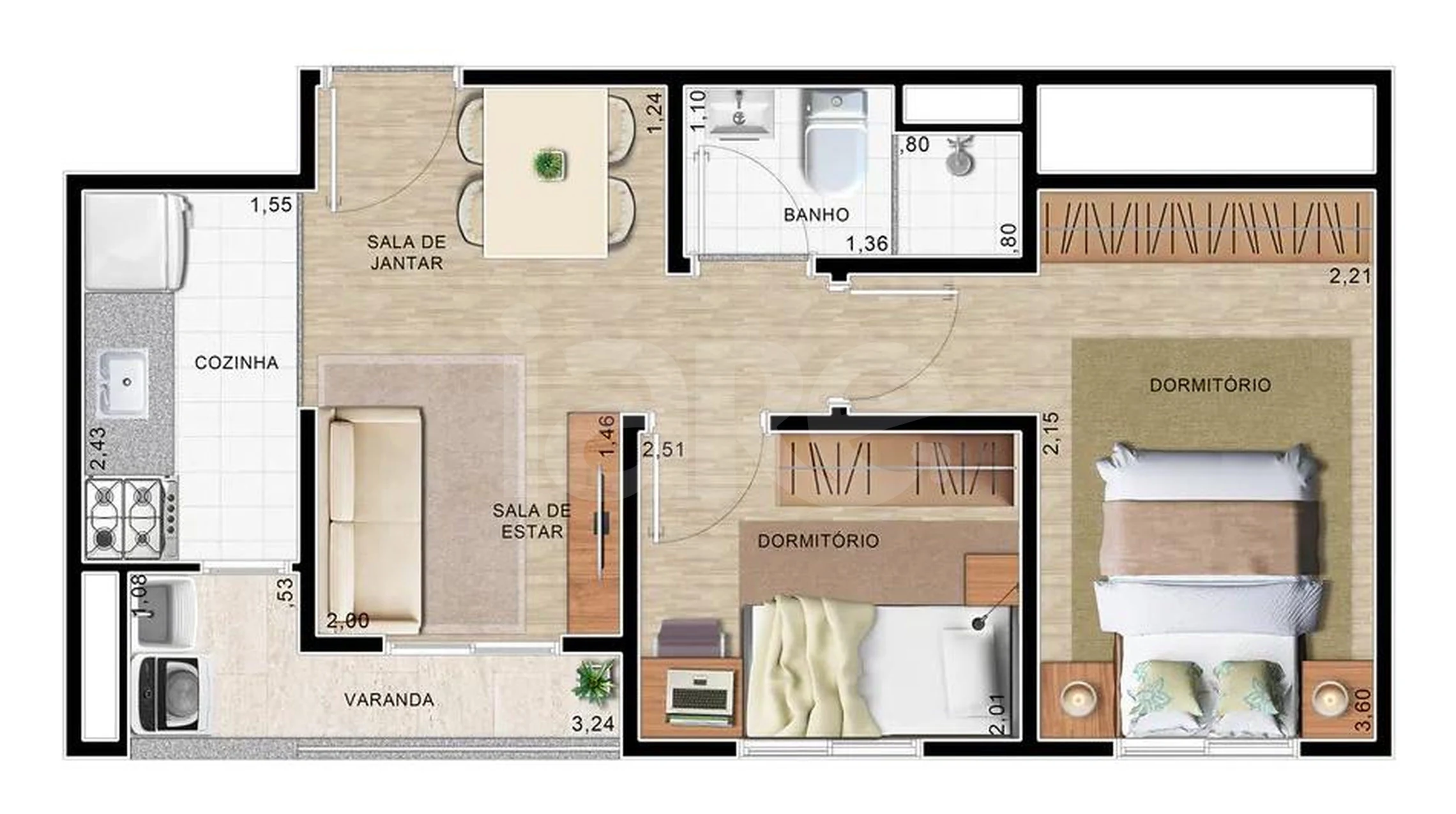 Planta — Garden 51,35 m²