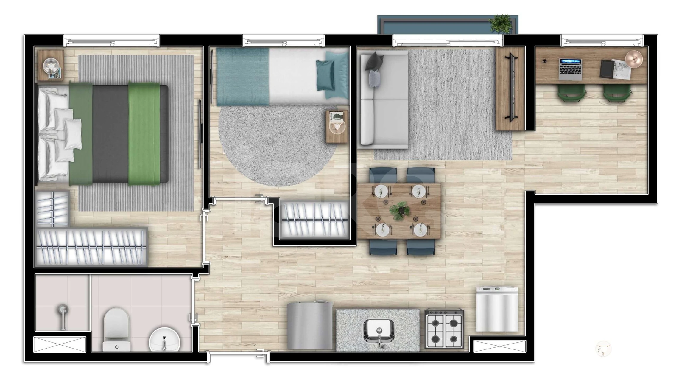 Planta — Apartamento 37,83 m²
