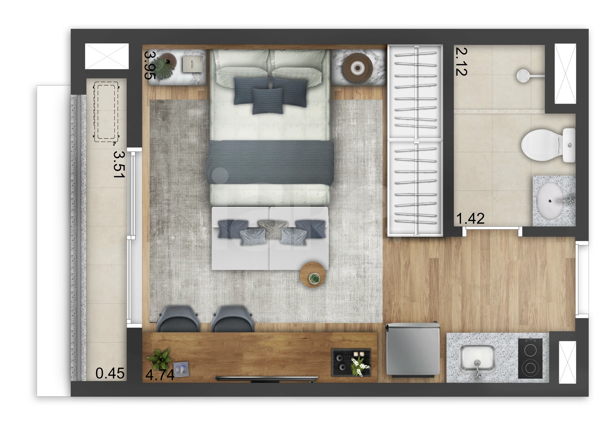 Planta — Apartamento 32,61 m²