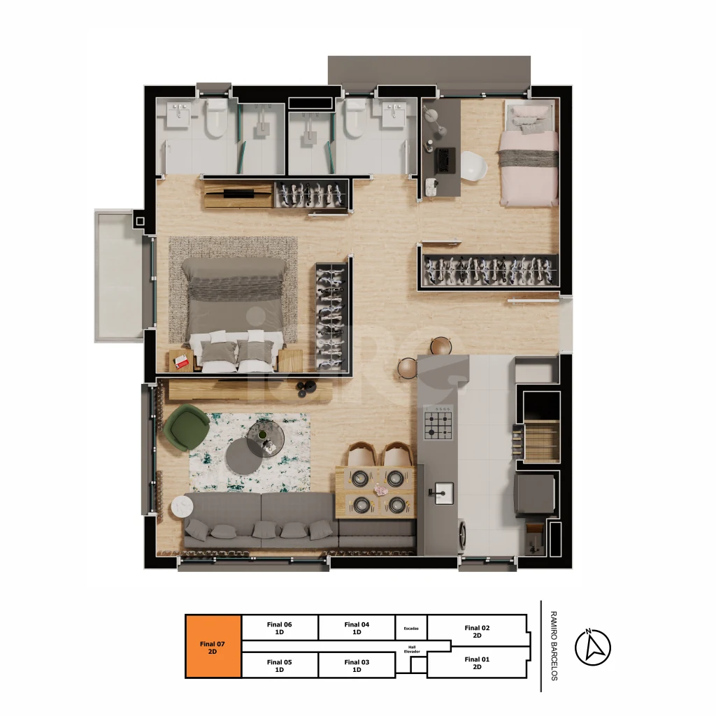 Planta — Apartamento 66,88 m²