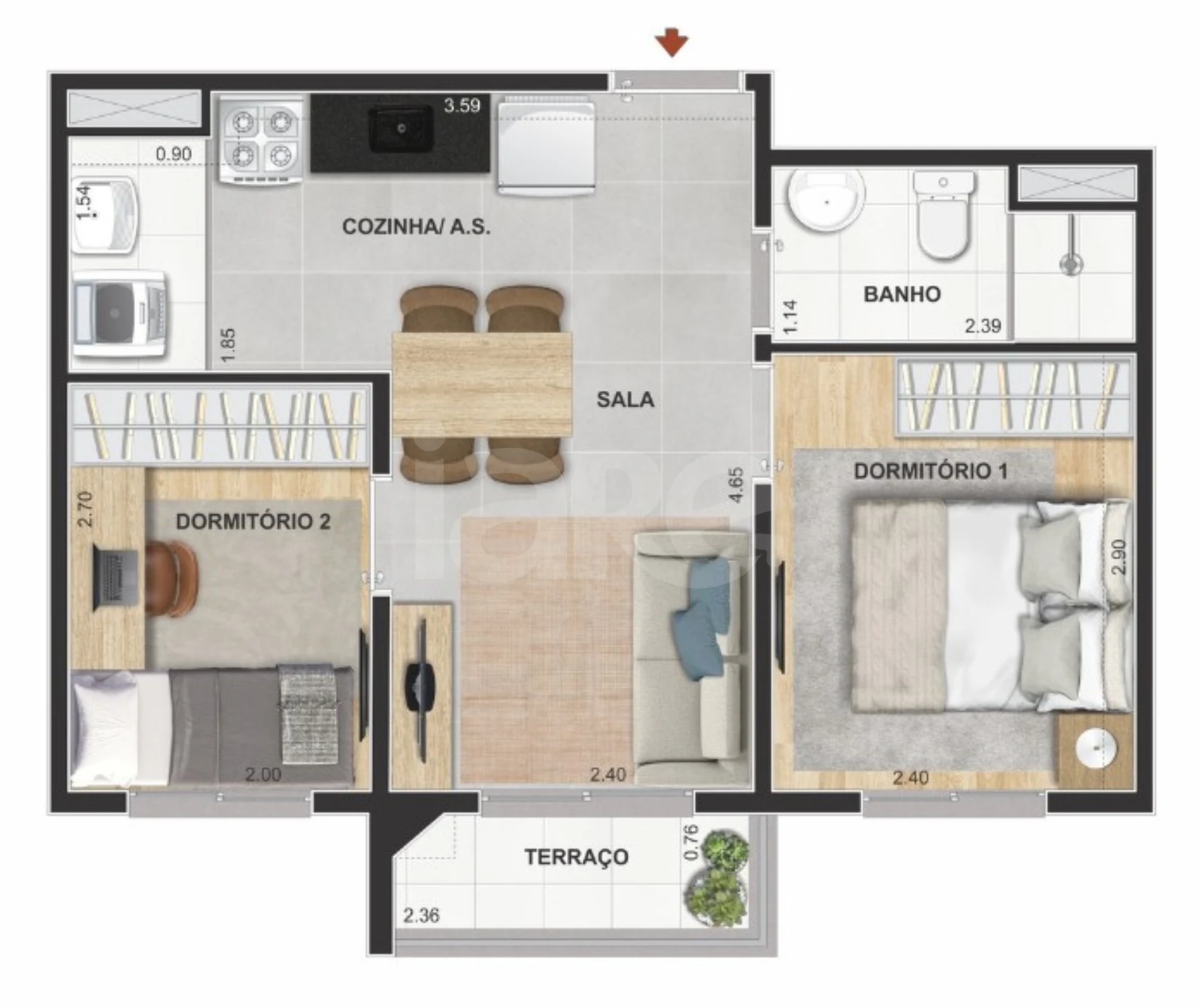 Planta — Apartamento 41 m²