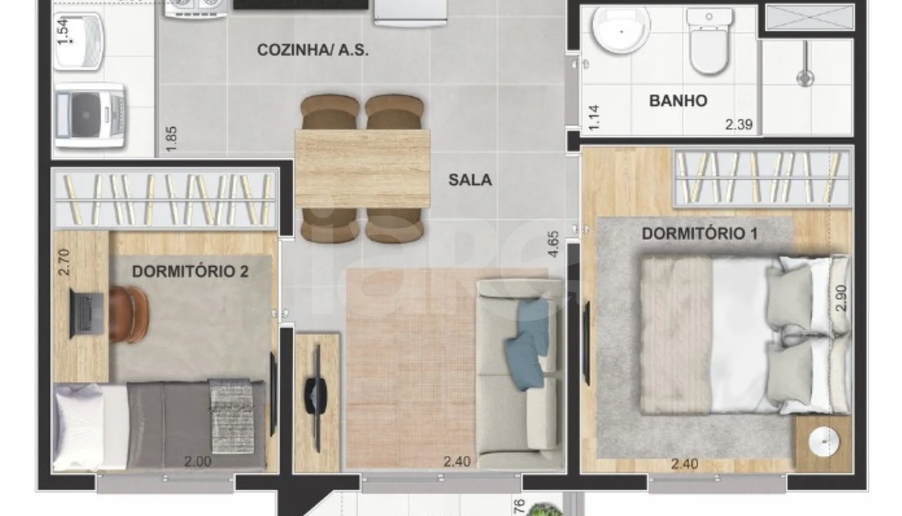 Planta — Apartamento 41 m²