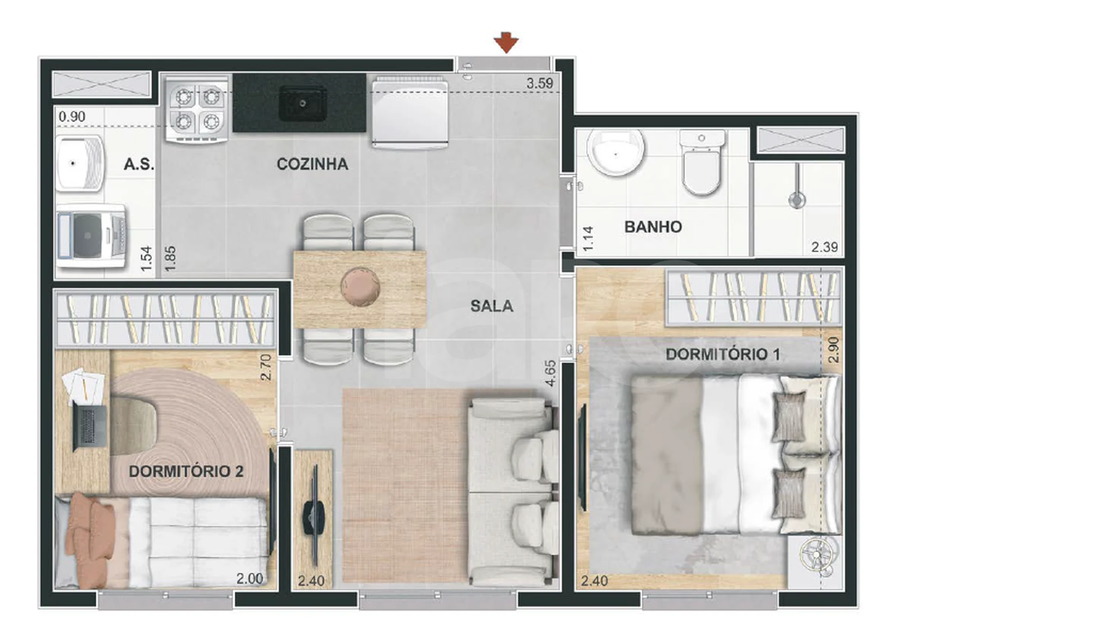 Planta — Apartamento 35 m²