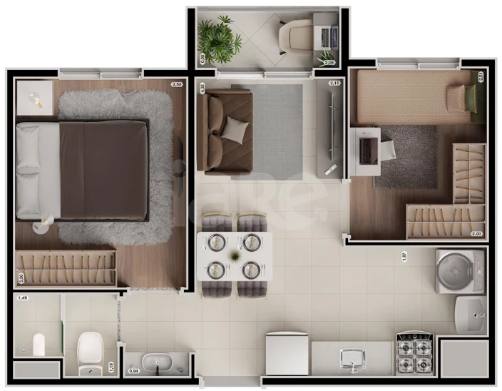 Planta — Apartamento 35,28 m²