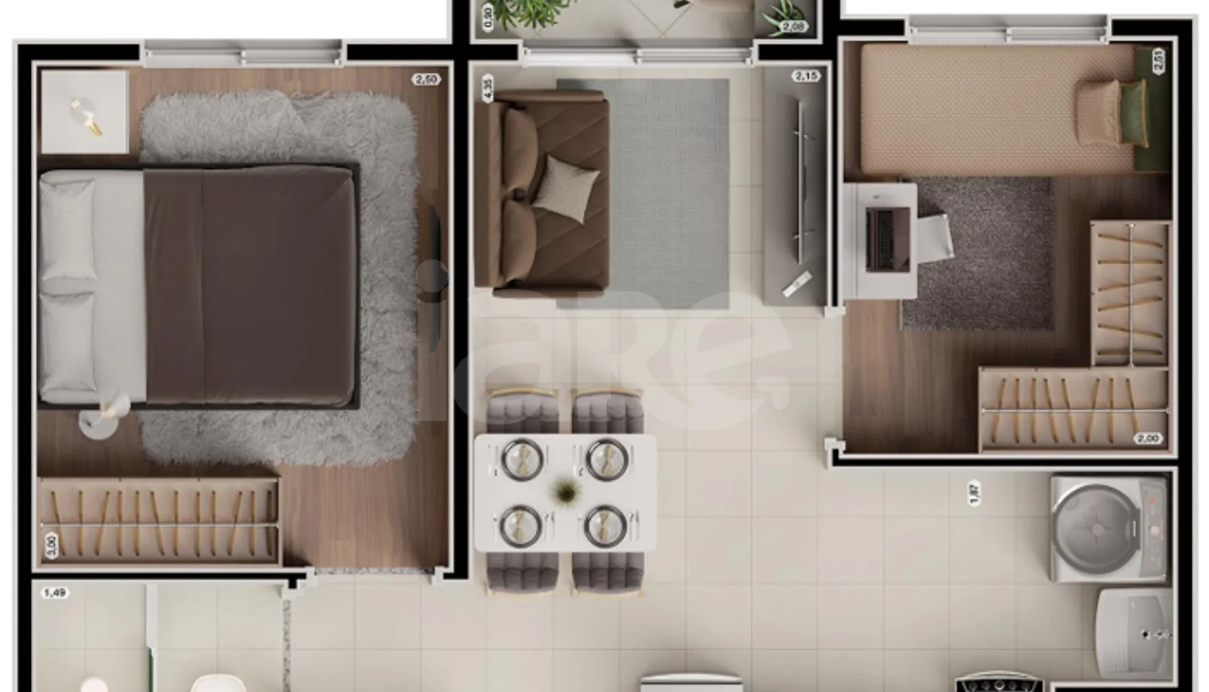 Planta — Apartamento 35,28 m²