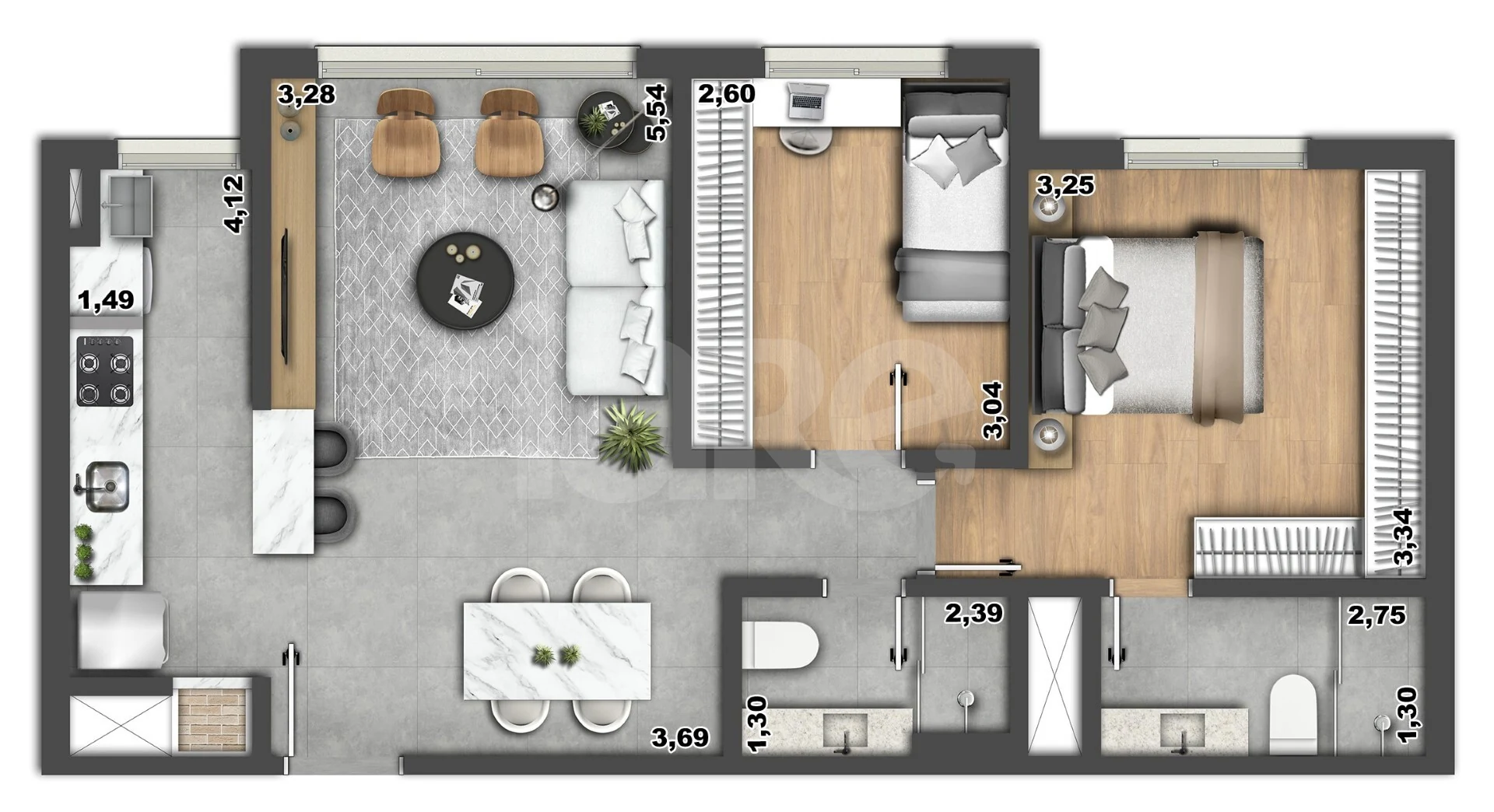 Planta — Apartamento 63,13 m²