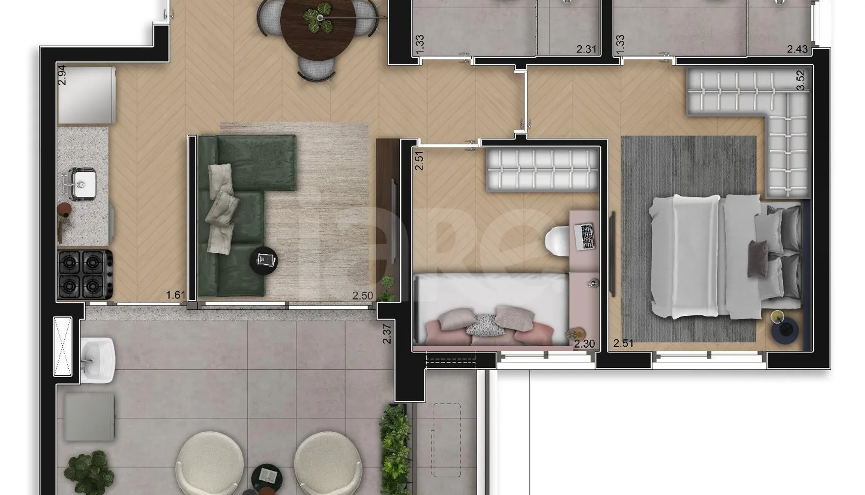 Planta — Apartamento 60,23 m²