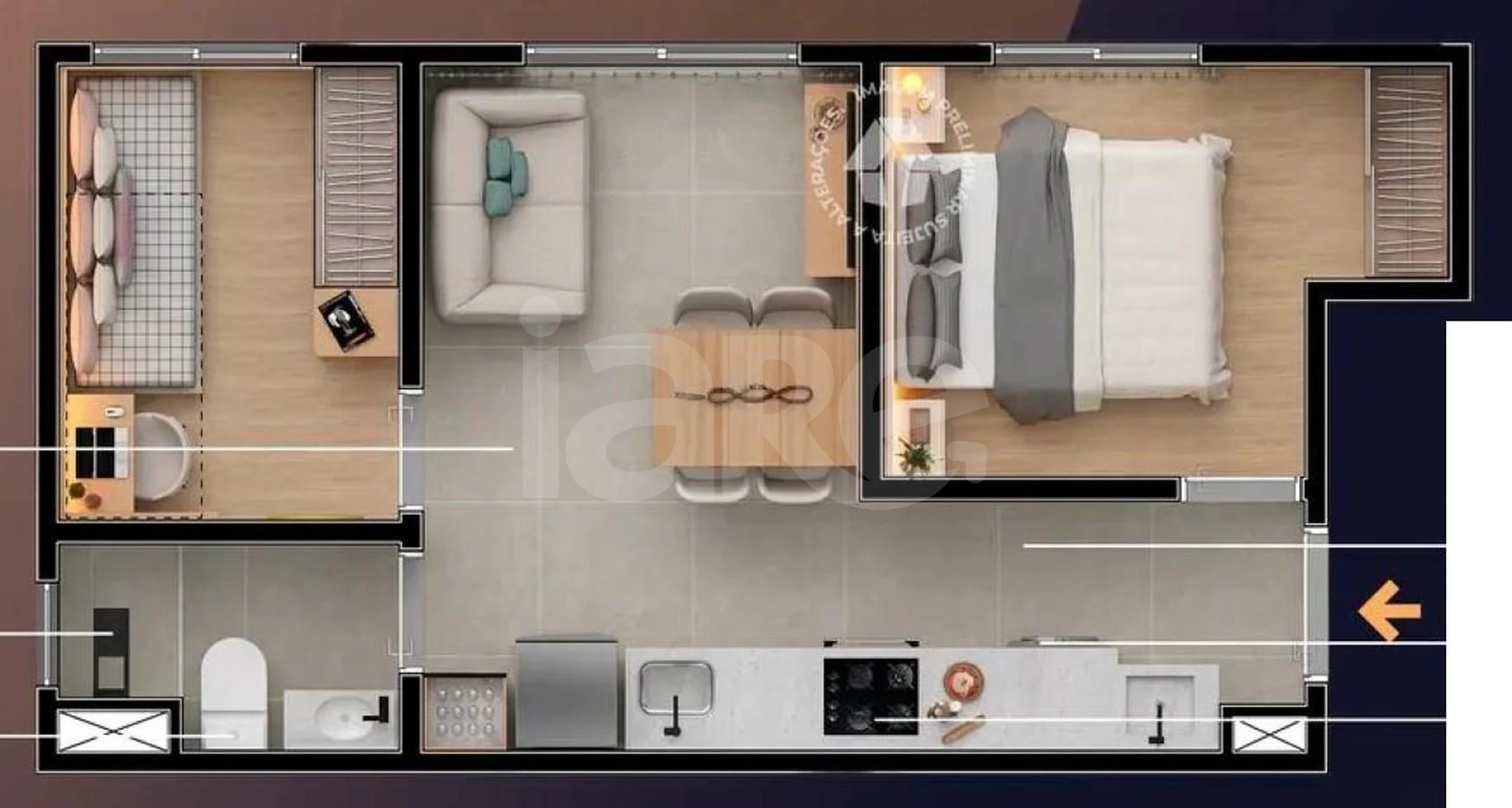 Planta — Apartamento 33,8 m²