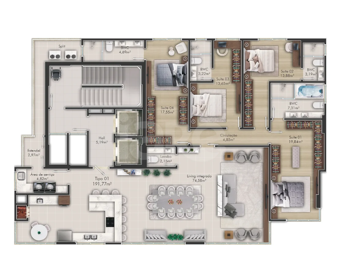 Planta — Apartamento 191 m²