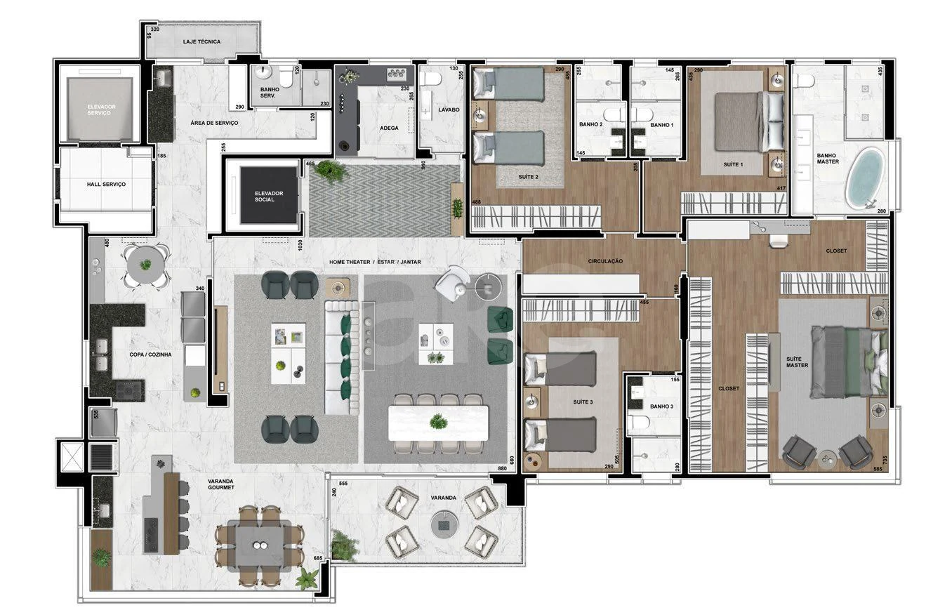 Planta — Apartamento 320,18 m²