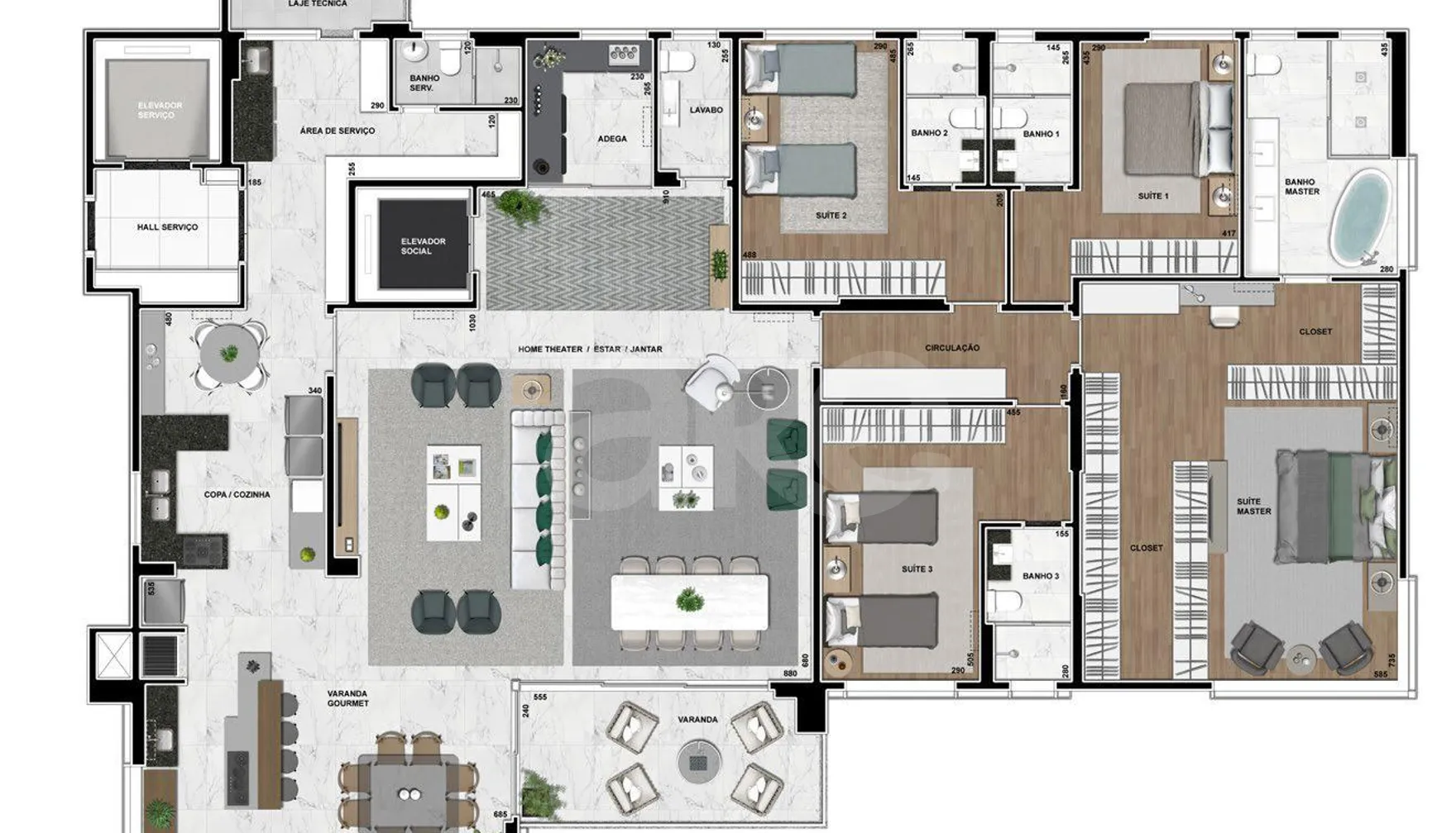 Planta — Apartamento 320,18 m²