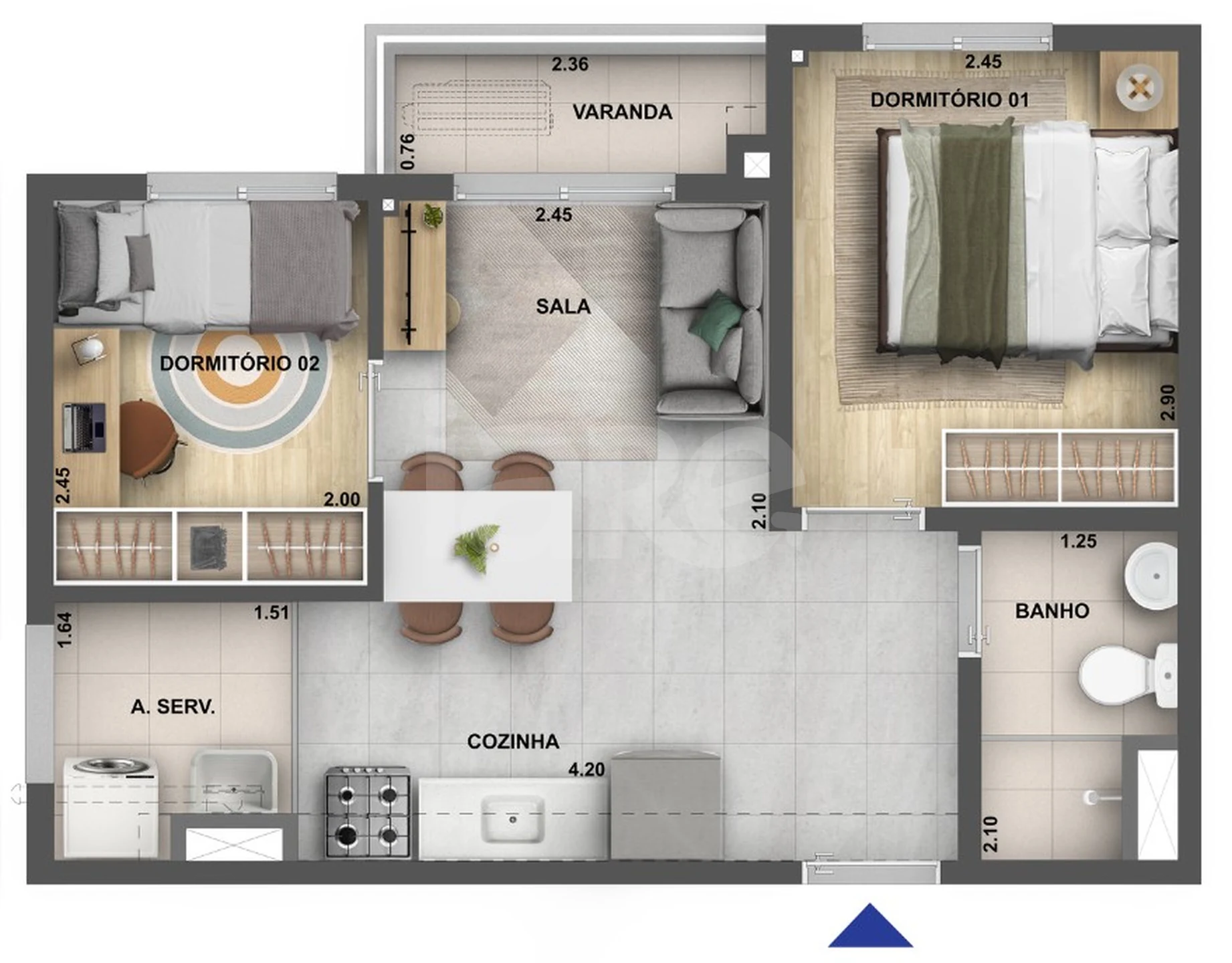 Planta — Apartamento 37,76 m²