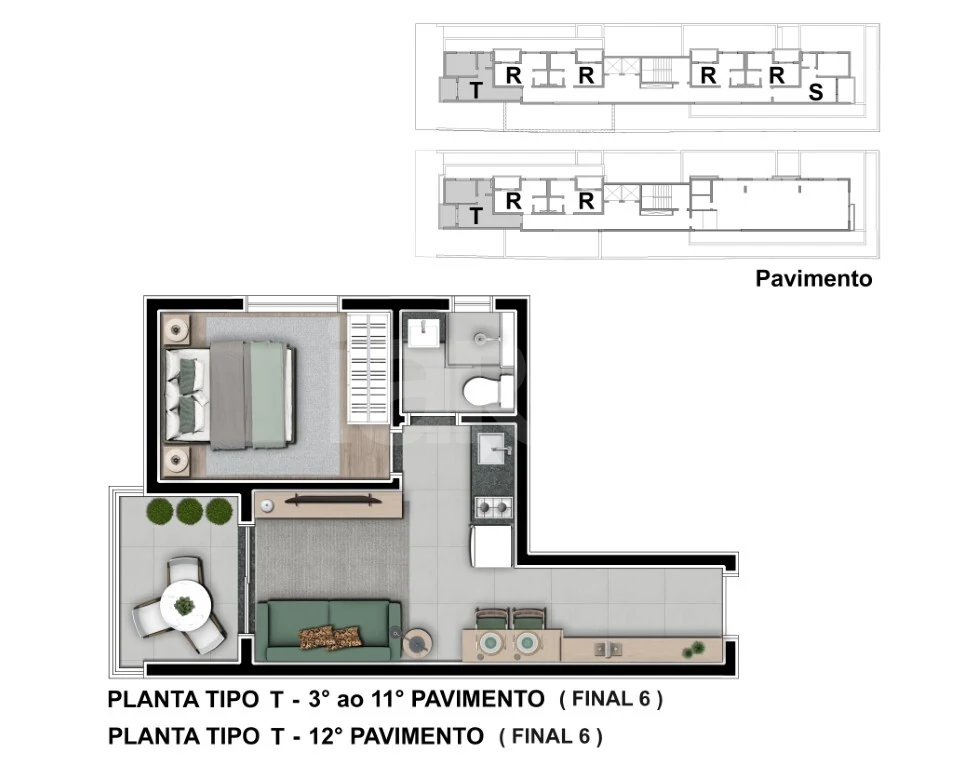 Planta — Apartamento 33,7 m²