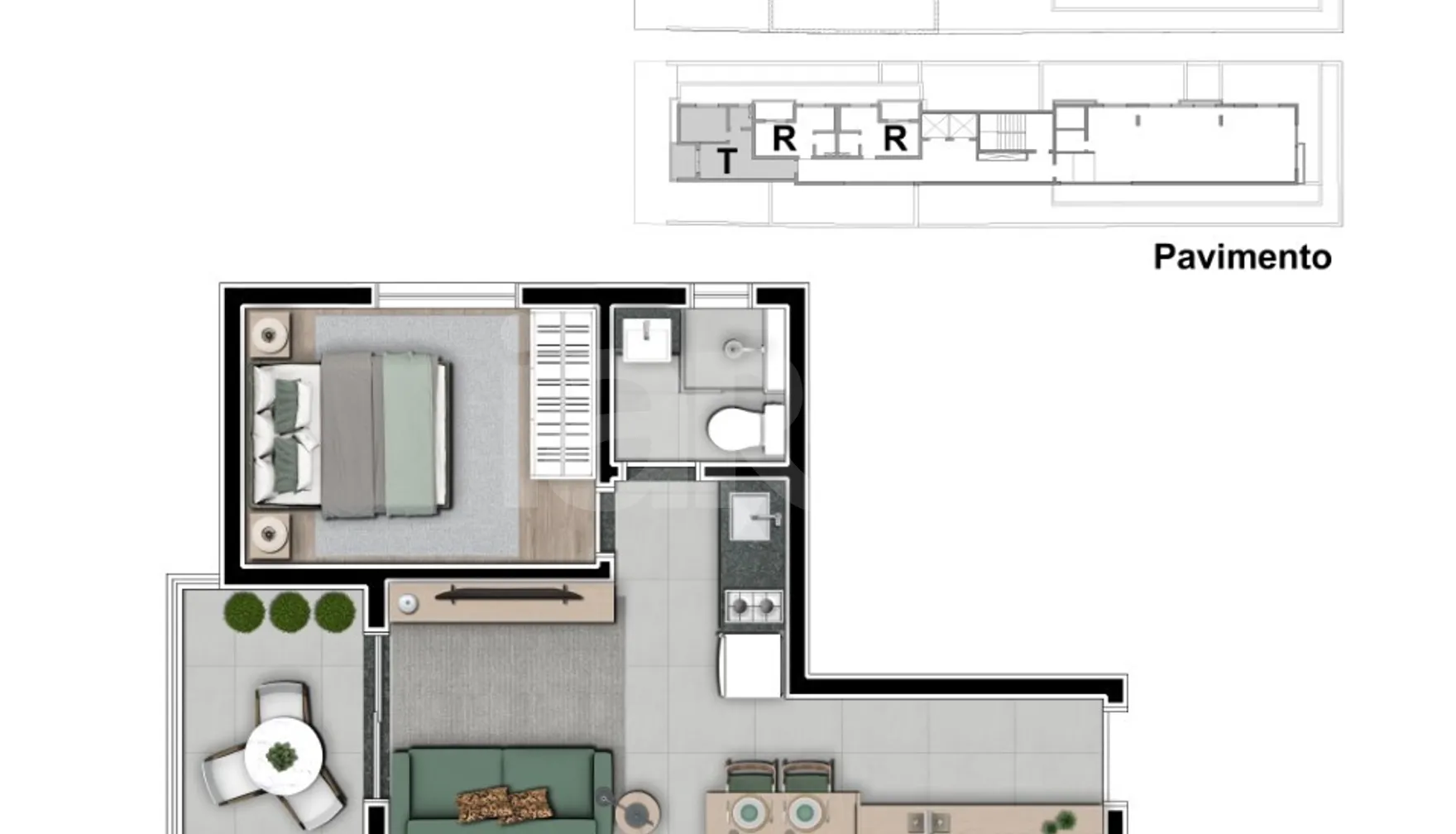 Planta — Apartamento 33,7 m²