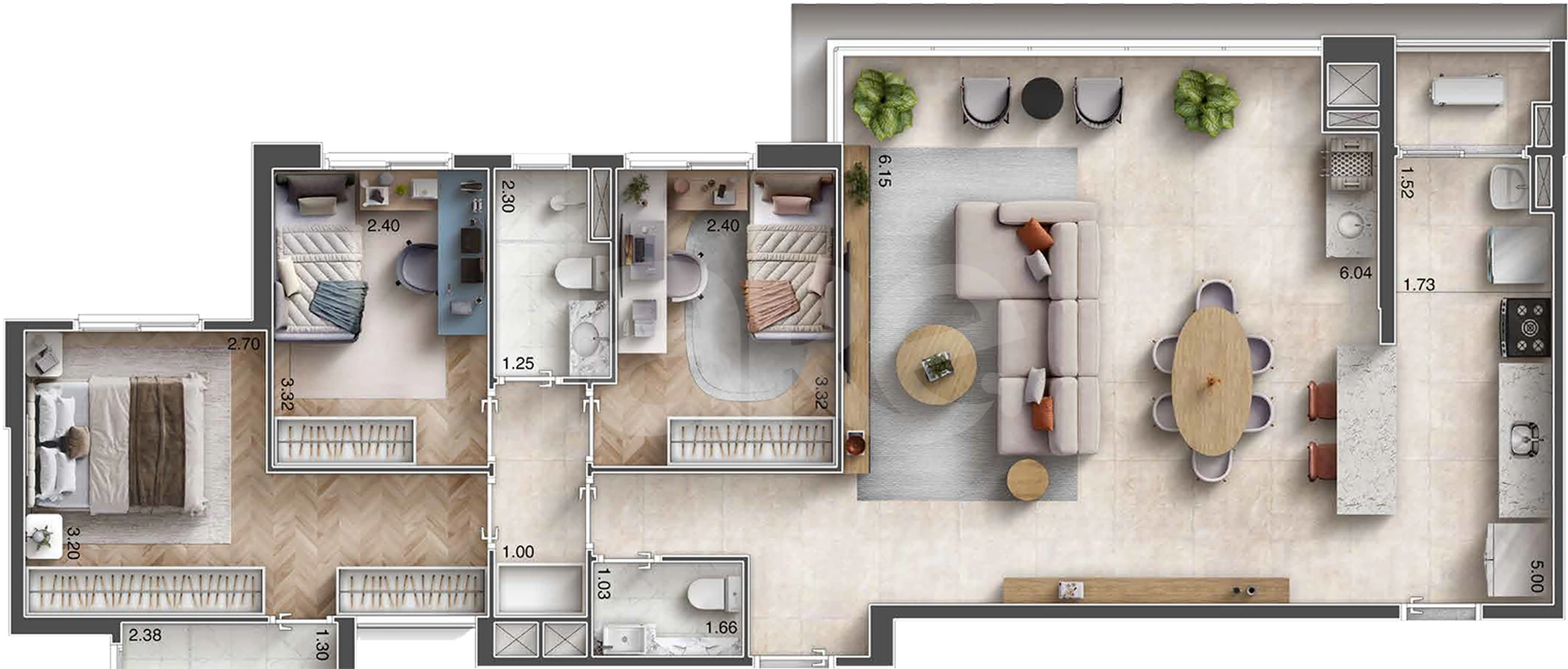 Planta — Apartamento 106 m²