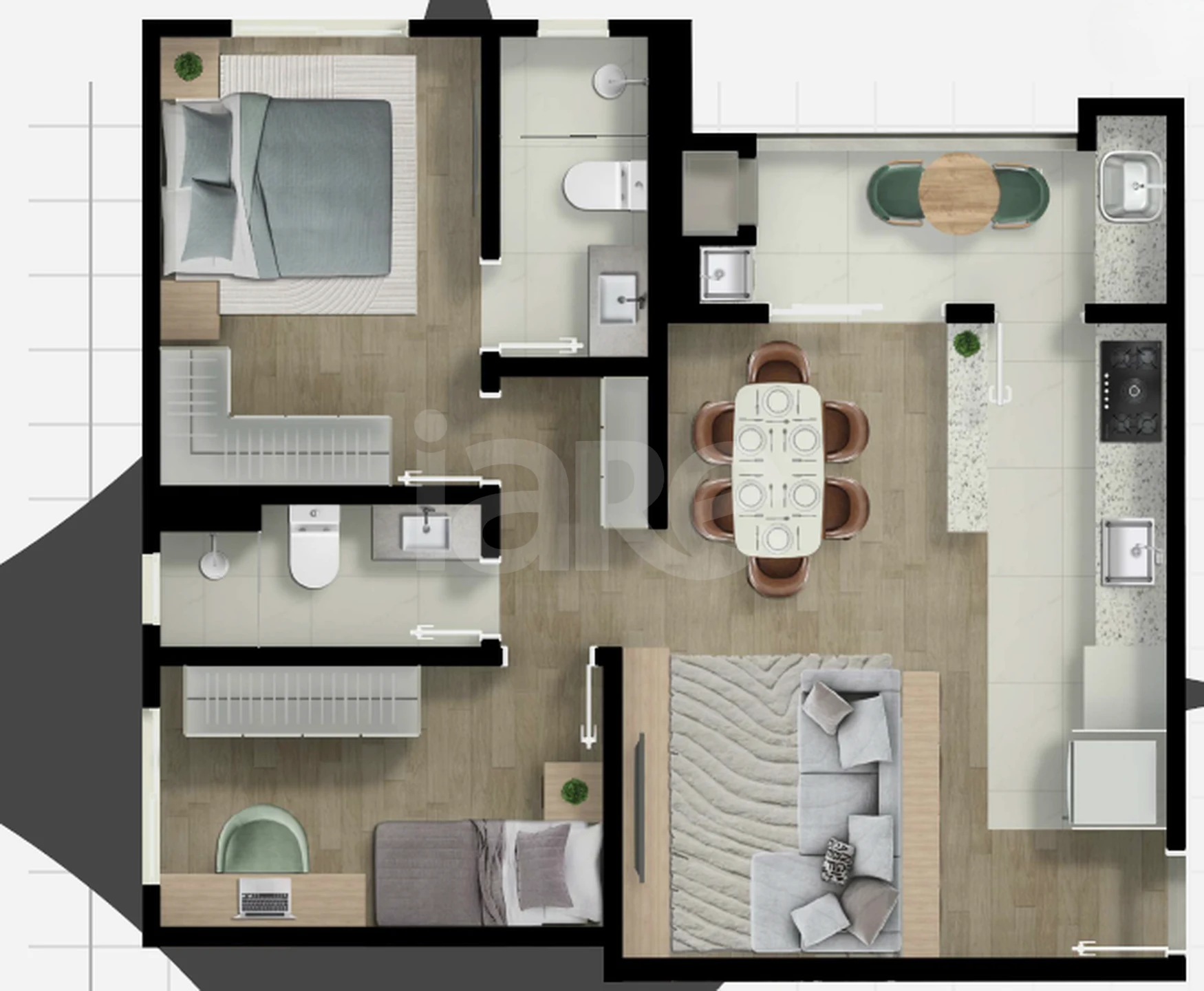 Planta — Apartamento 64,55 m²