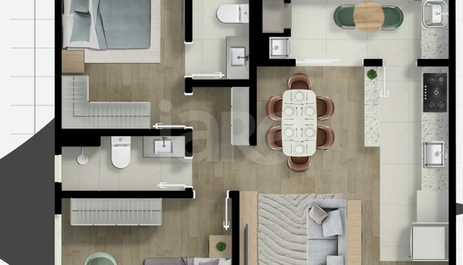 Planta — Apartamento 64,55 m²