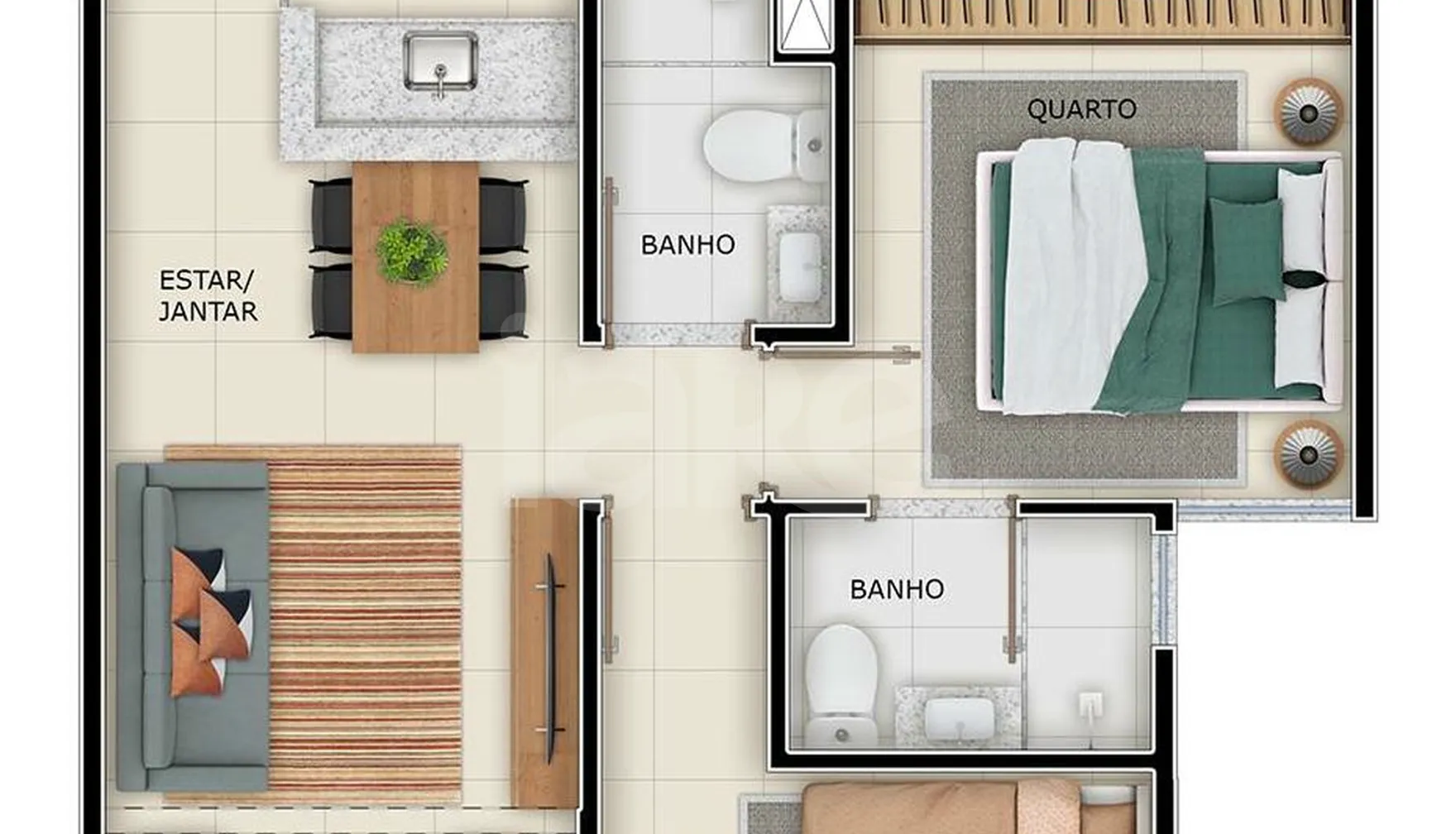 Planta — Apartamento 51,64 m²