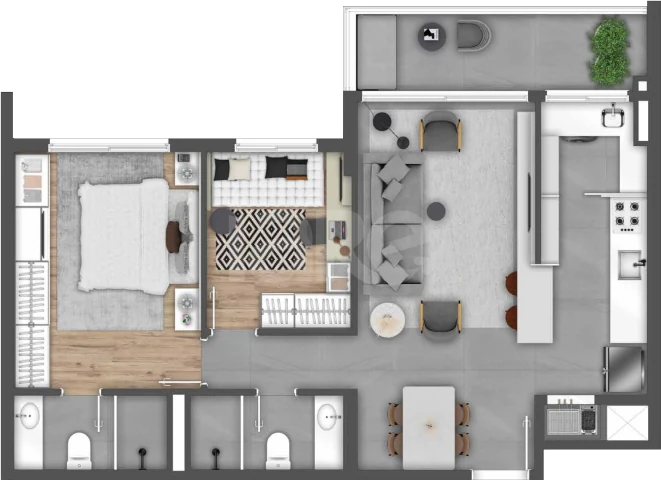 Planta — Apartamento 74,24 m²