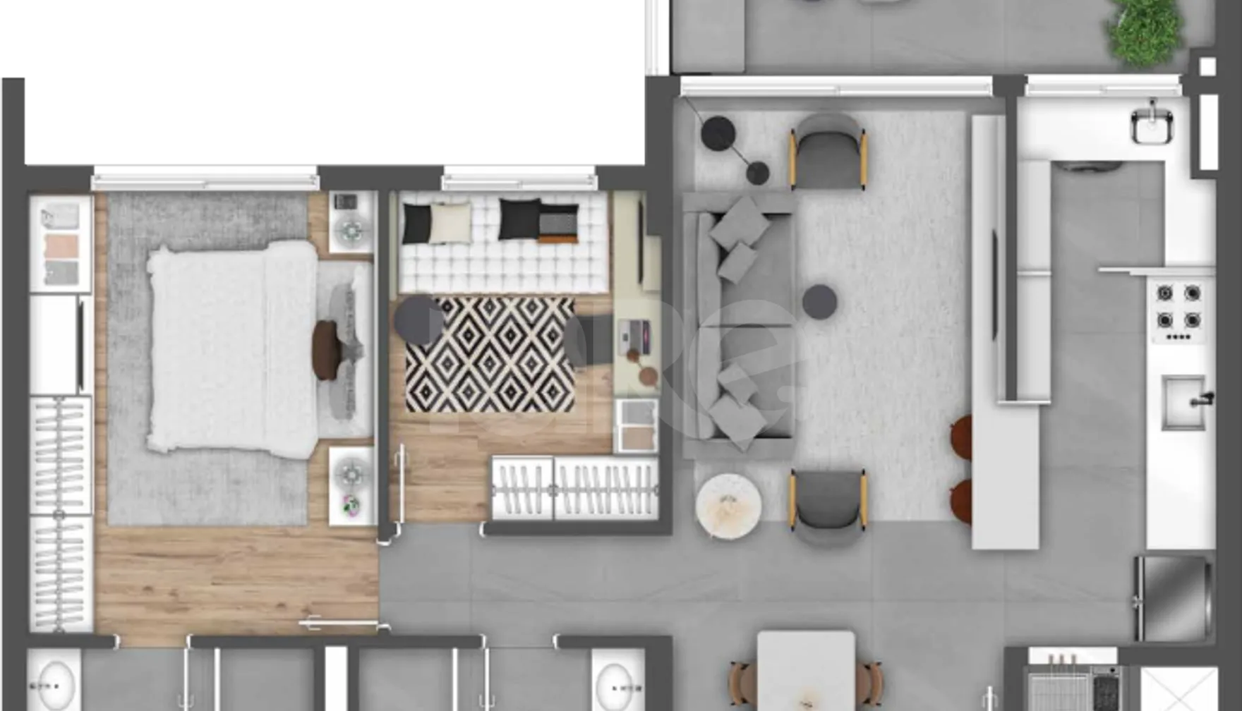 Planta — Apartamento 74,24 m²