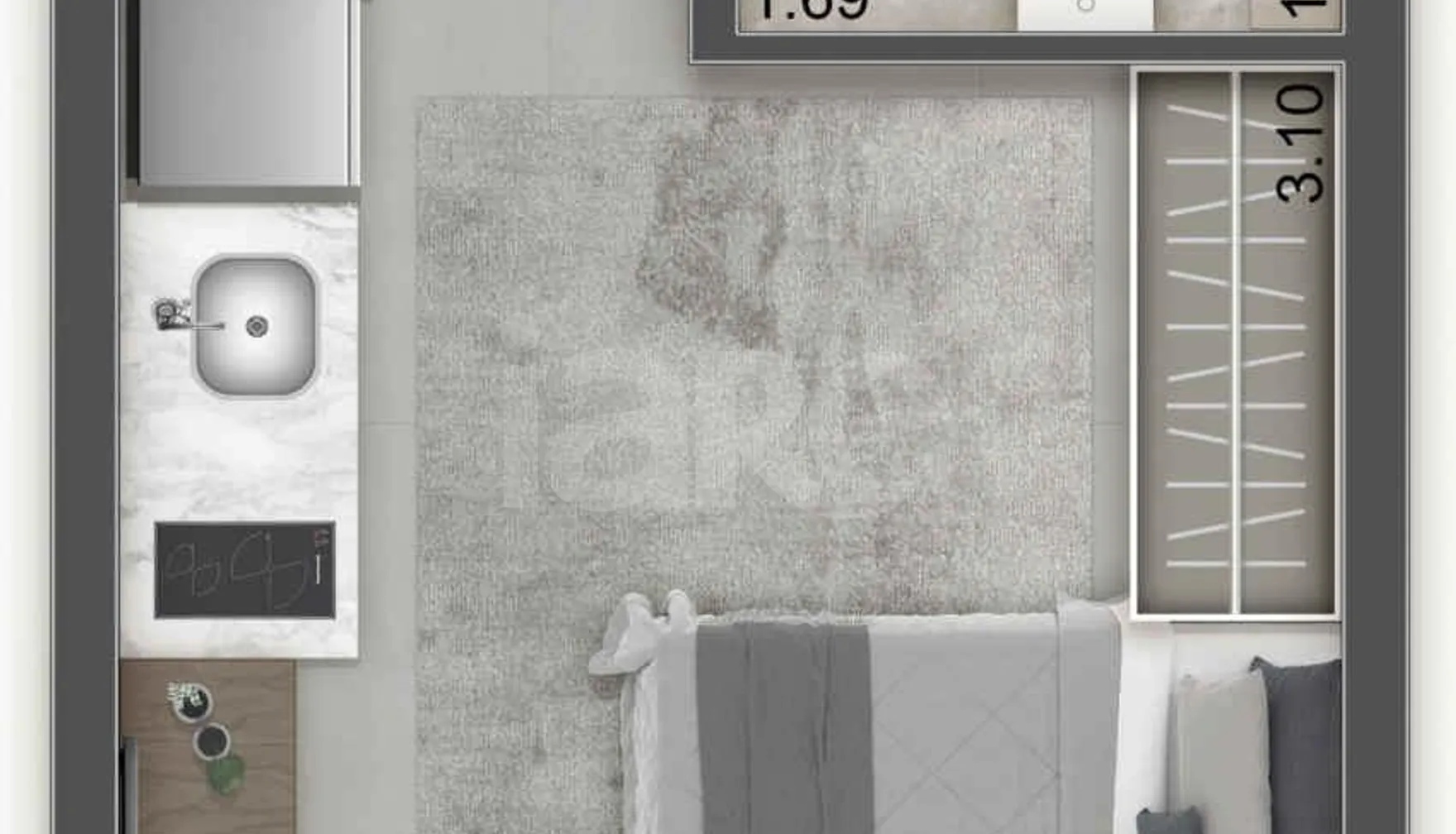 Planta — Studio 22,83 m²