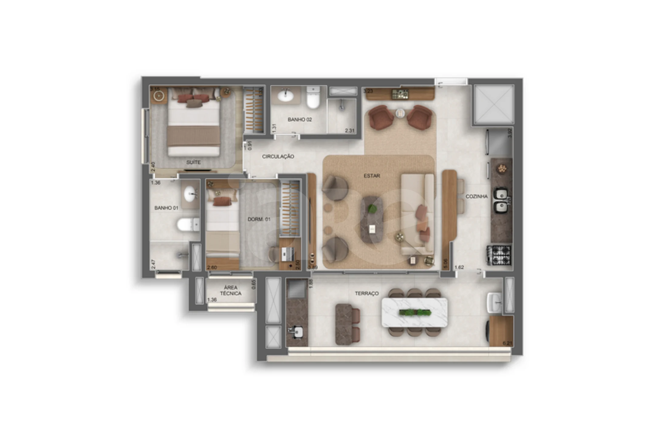 Planta — Apartamento 69,27 m²