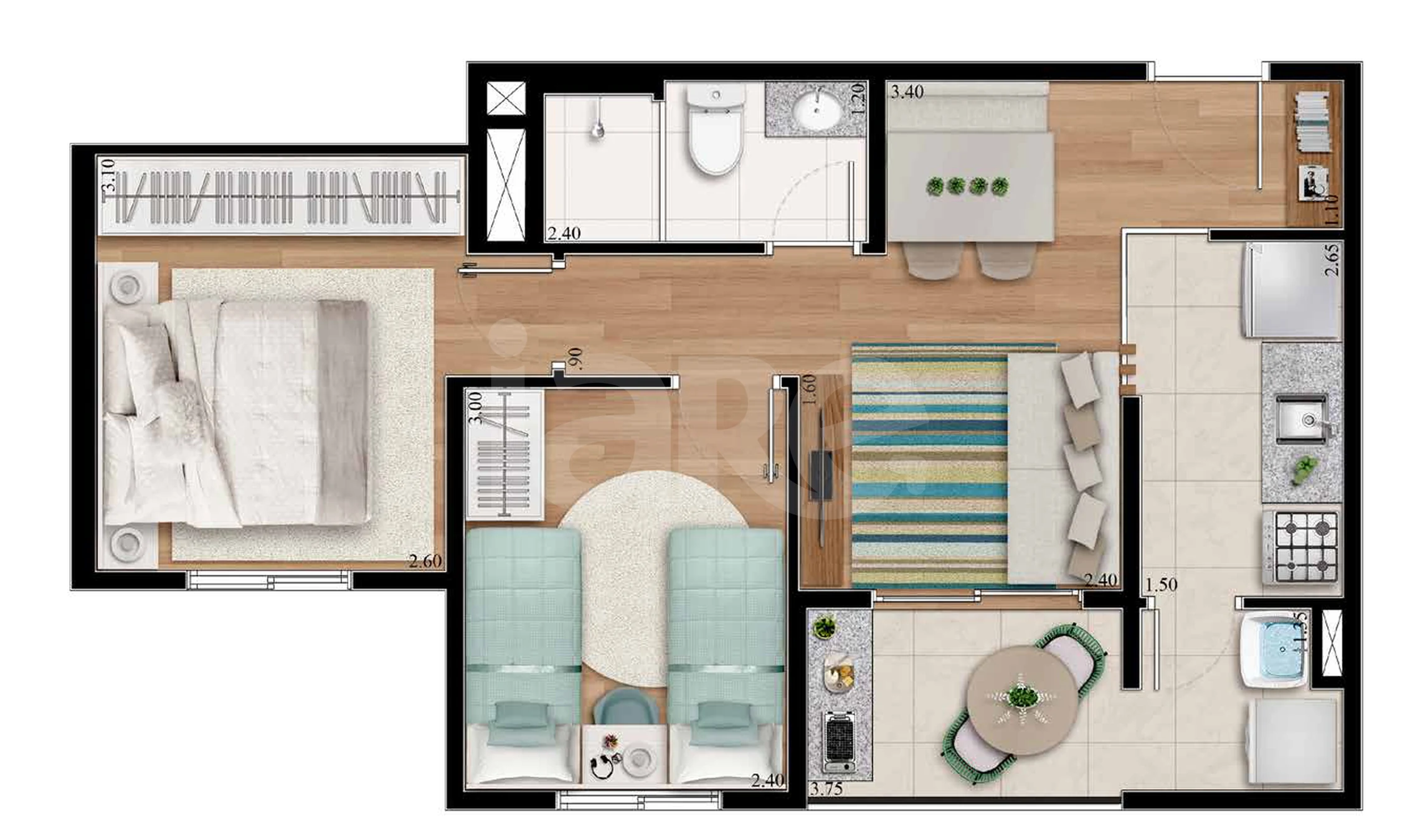 Planta — Apartamento 45 m²
